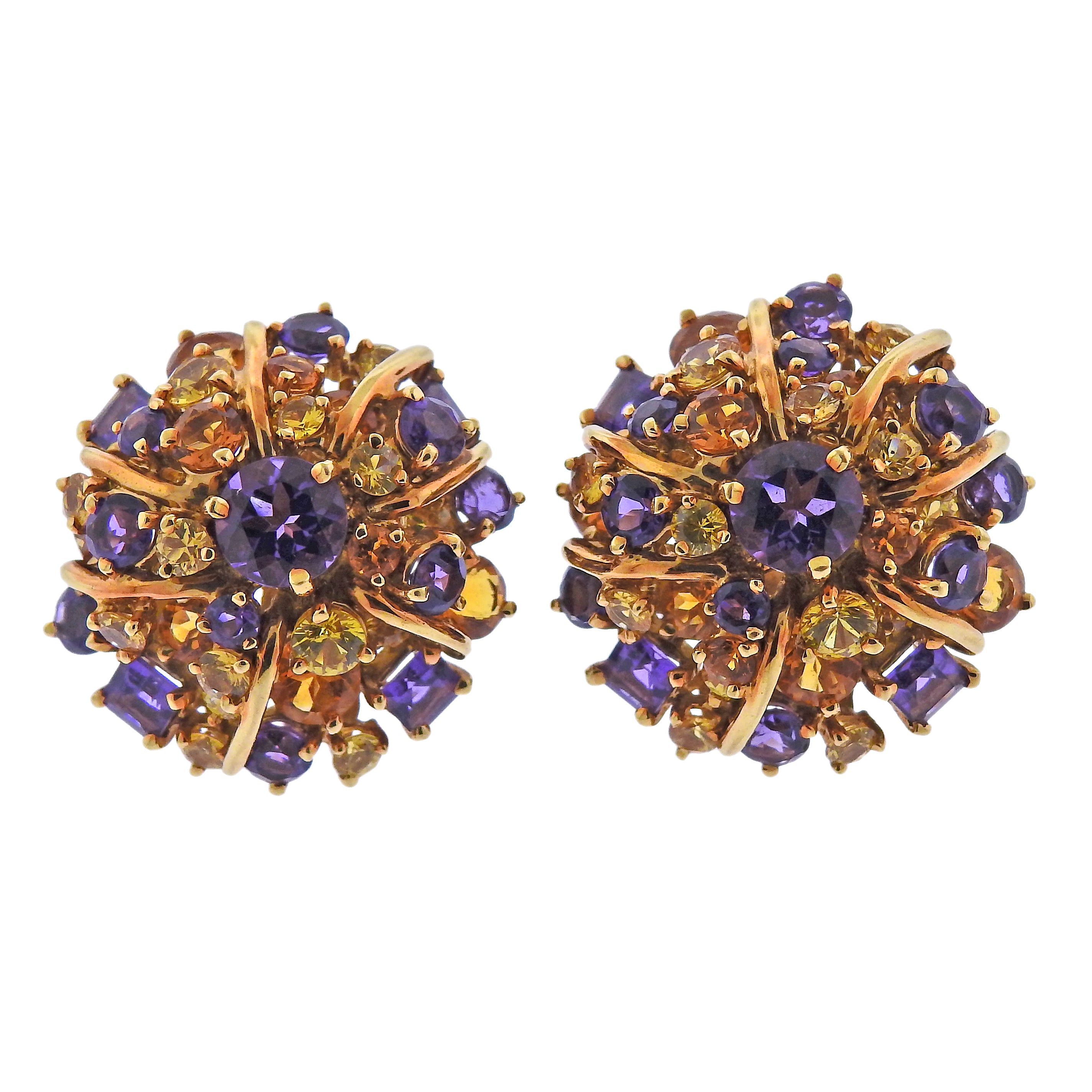 Seaman Schepps Amethyst Citrine Gold Cocktail Earrings - Replica Luxury Handbag Store
