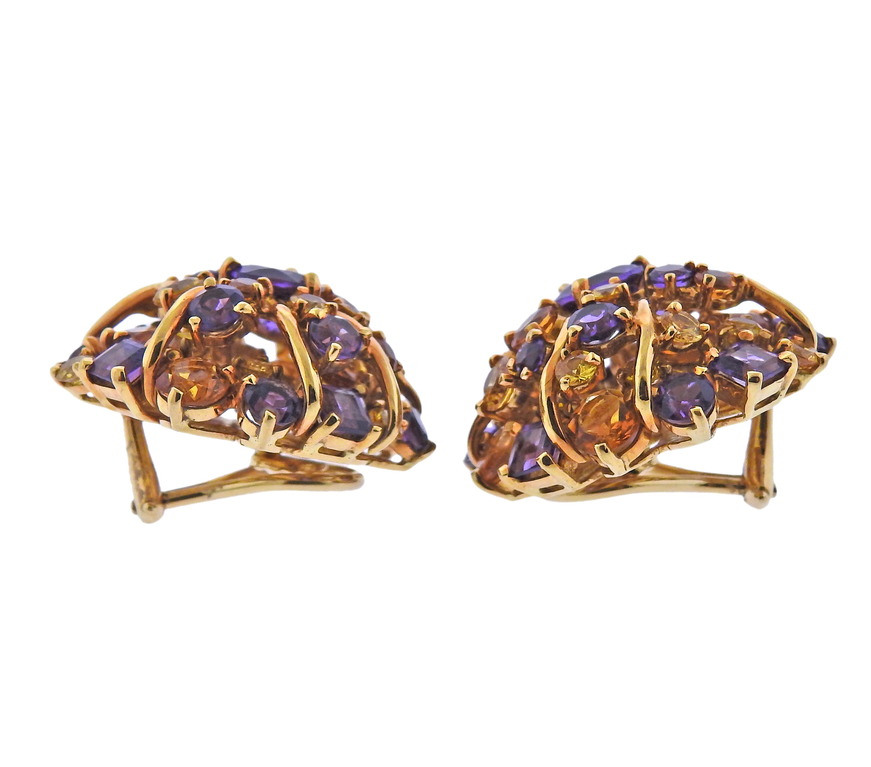 Seaman Schepps Amethyst Citrine Gold Cocktail Earrings - Replica Luxury Handbag Store