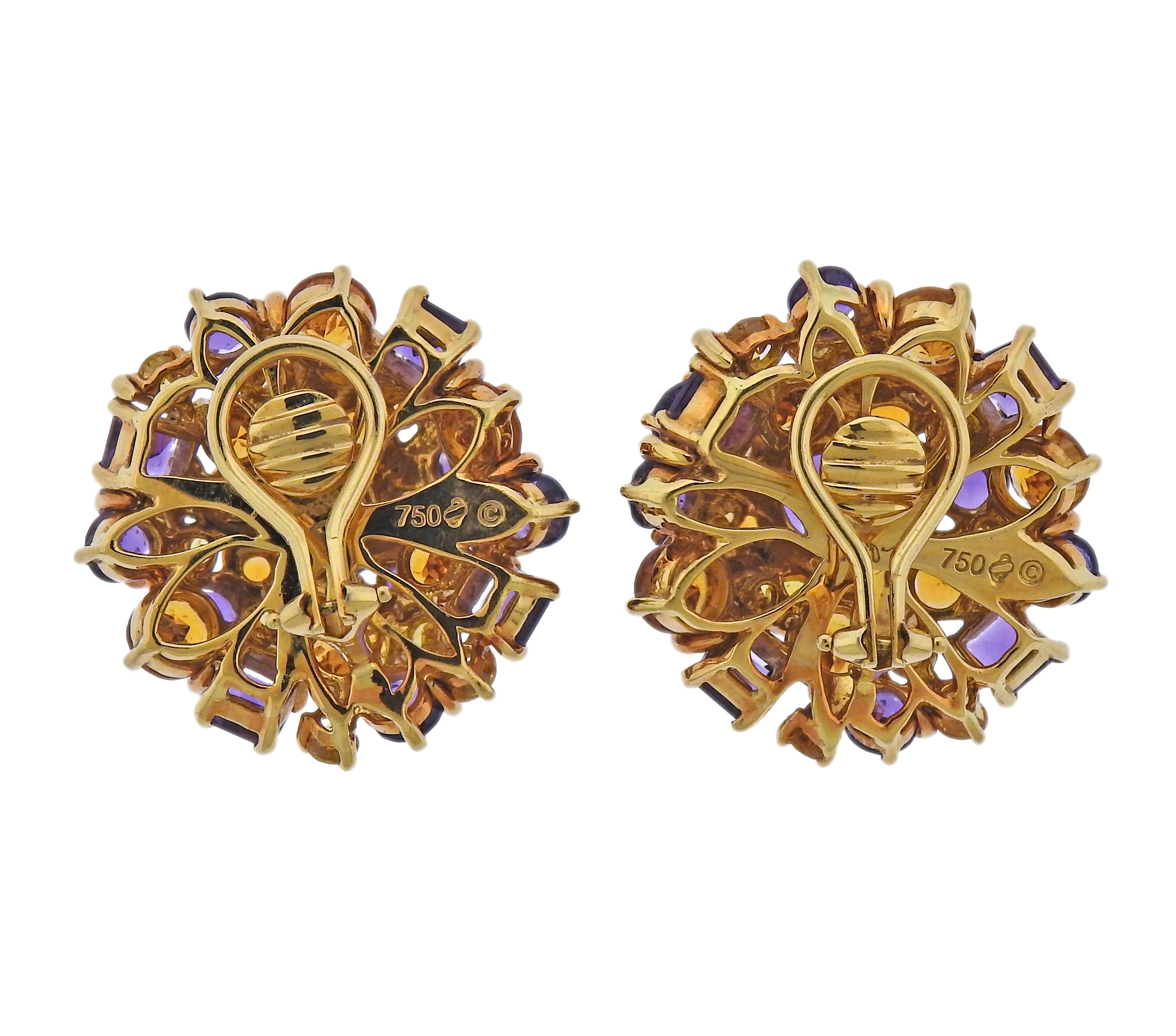 Seaman Schepps Amethyst Citrine Gold Cocktail Earrings - Replica Luxury Handbag Store