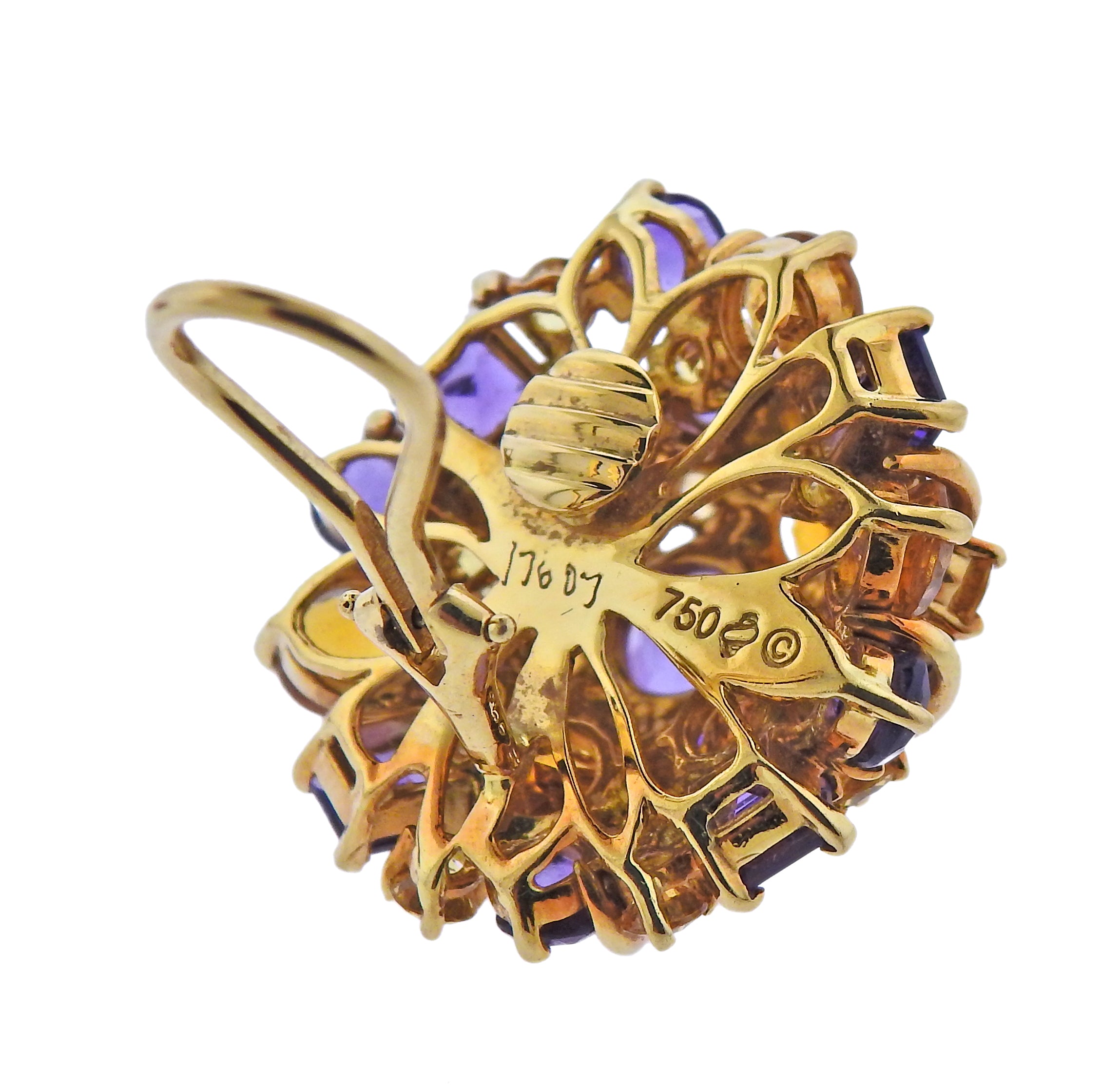 Seaman Schepps Amethyst Citrine Gold Cocktail Earrings - Replica Luxury Handbag Store