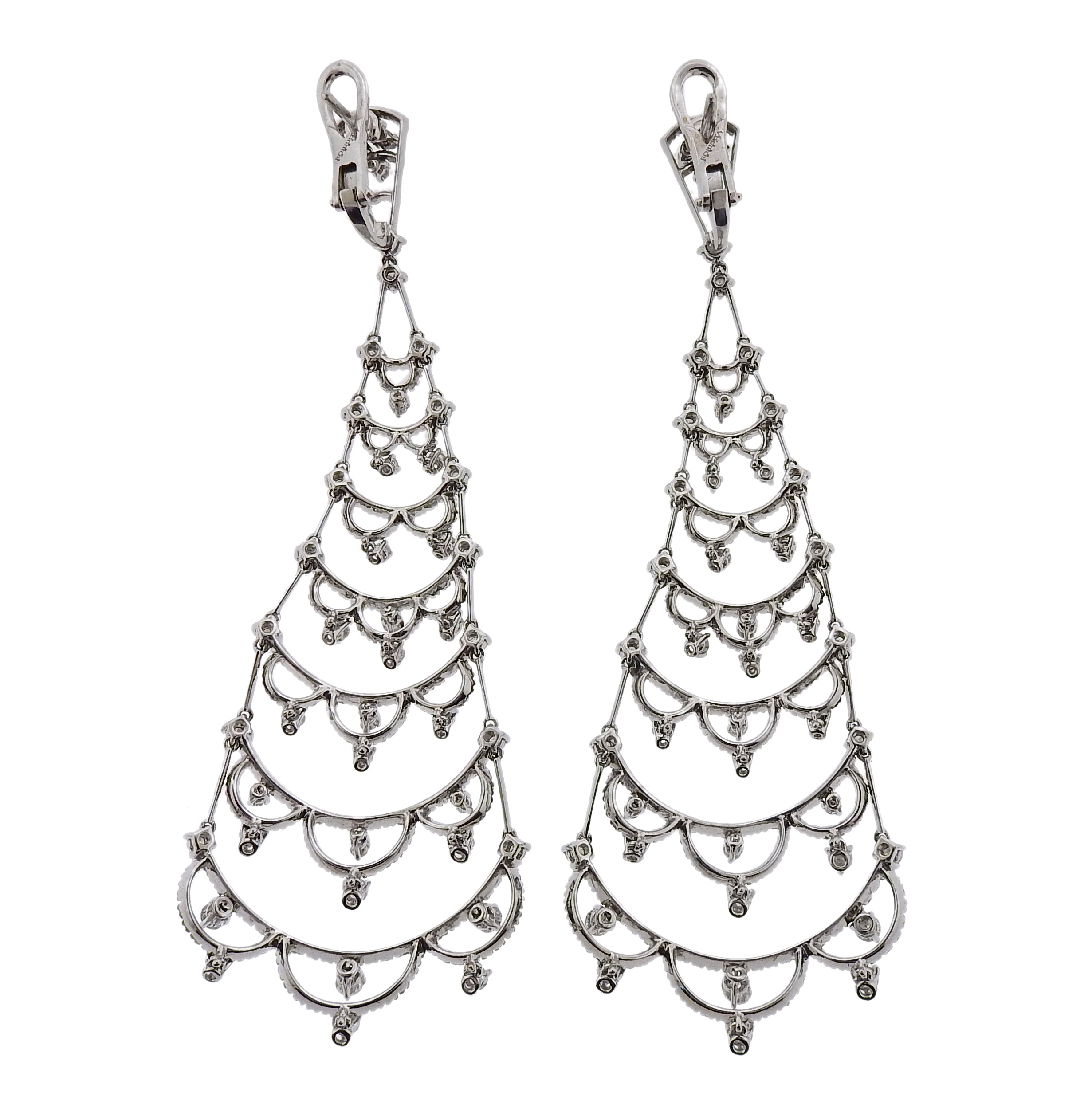 Porrati White Black Diamond Tsavorite Gold Chandelier Earrings - Replica Luxury Handbag Store