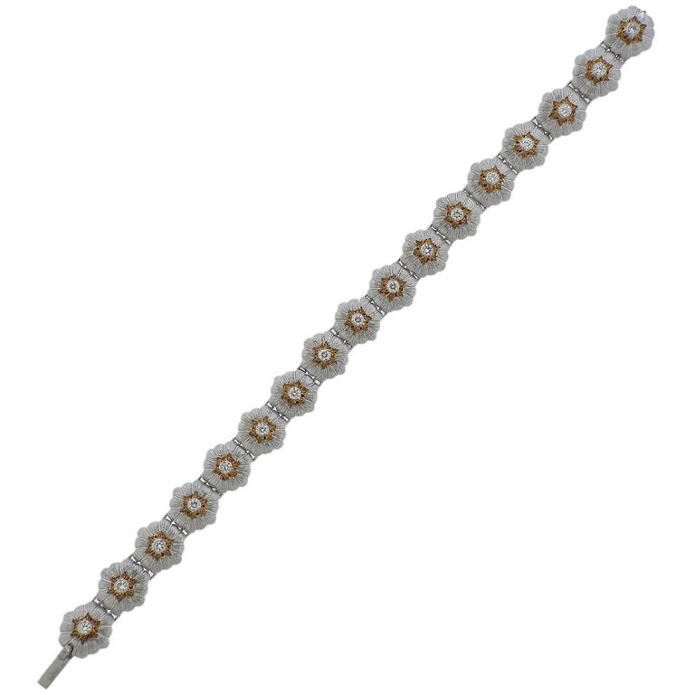 Buccellati Gold Diamond Flower Motif Bracelet - Replica Luxury Handbag Store