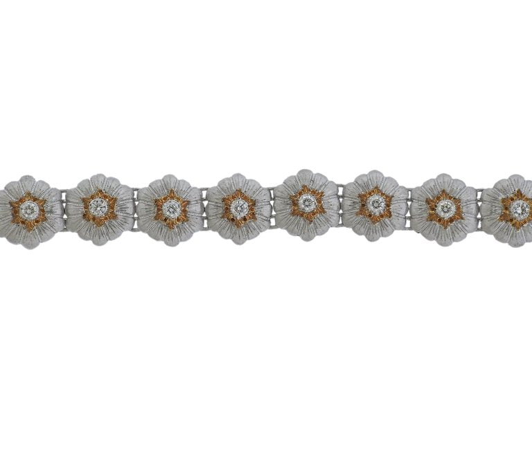 Buccellati Gold Diamond Flower Motif Bracelet - Replica Luxury Handbag Store