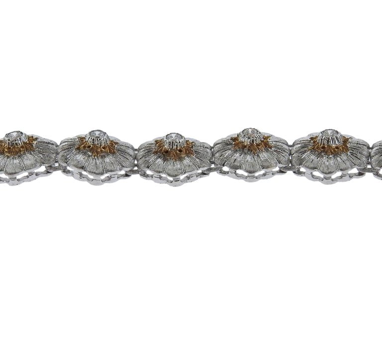 Buccellati Gold Diamond Flower Motif Bracelet - Replica Luxury Handbag Store
