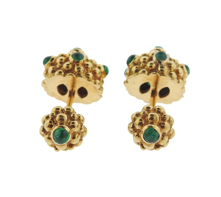 Tiffany Co. Emerald Gold Cufflinks Stud Dress Set - Replica Luxury Handbag Store