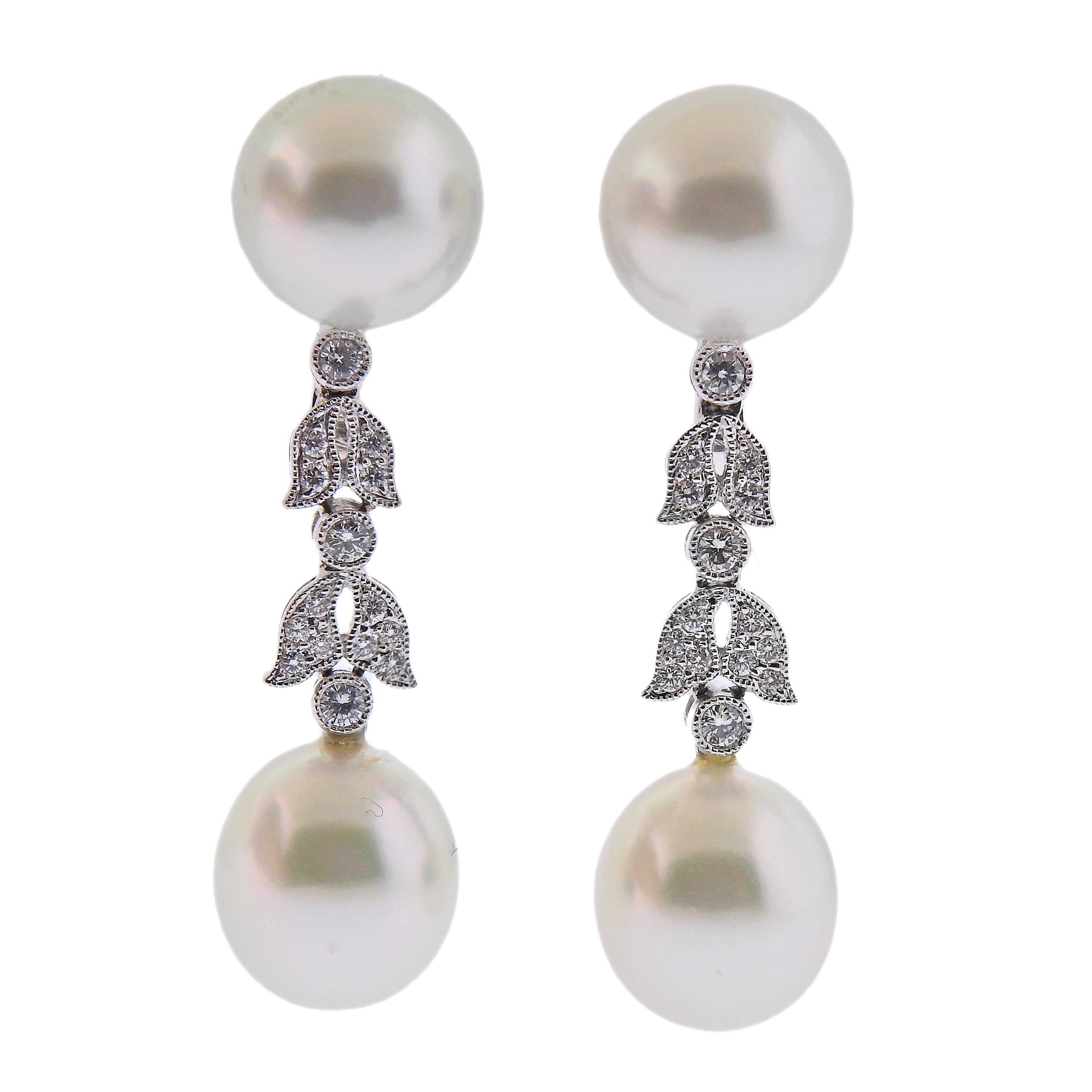 Assael South Sea Pearl Diamond Gold Drop Earrings - Replica Luxury Handbag Store