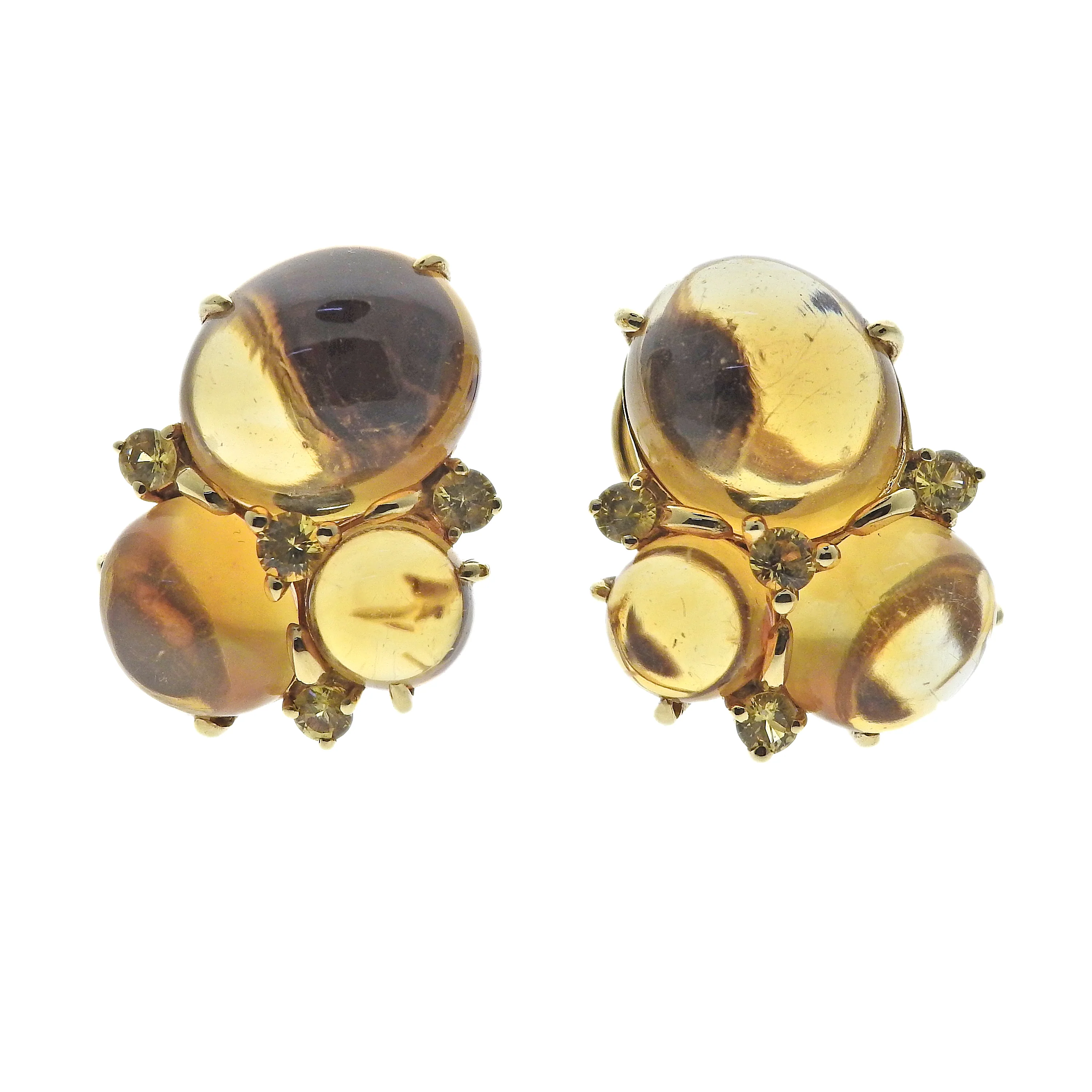 Seaman Schepps Citrine Sapphire Gold Earrings