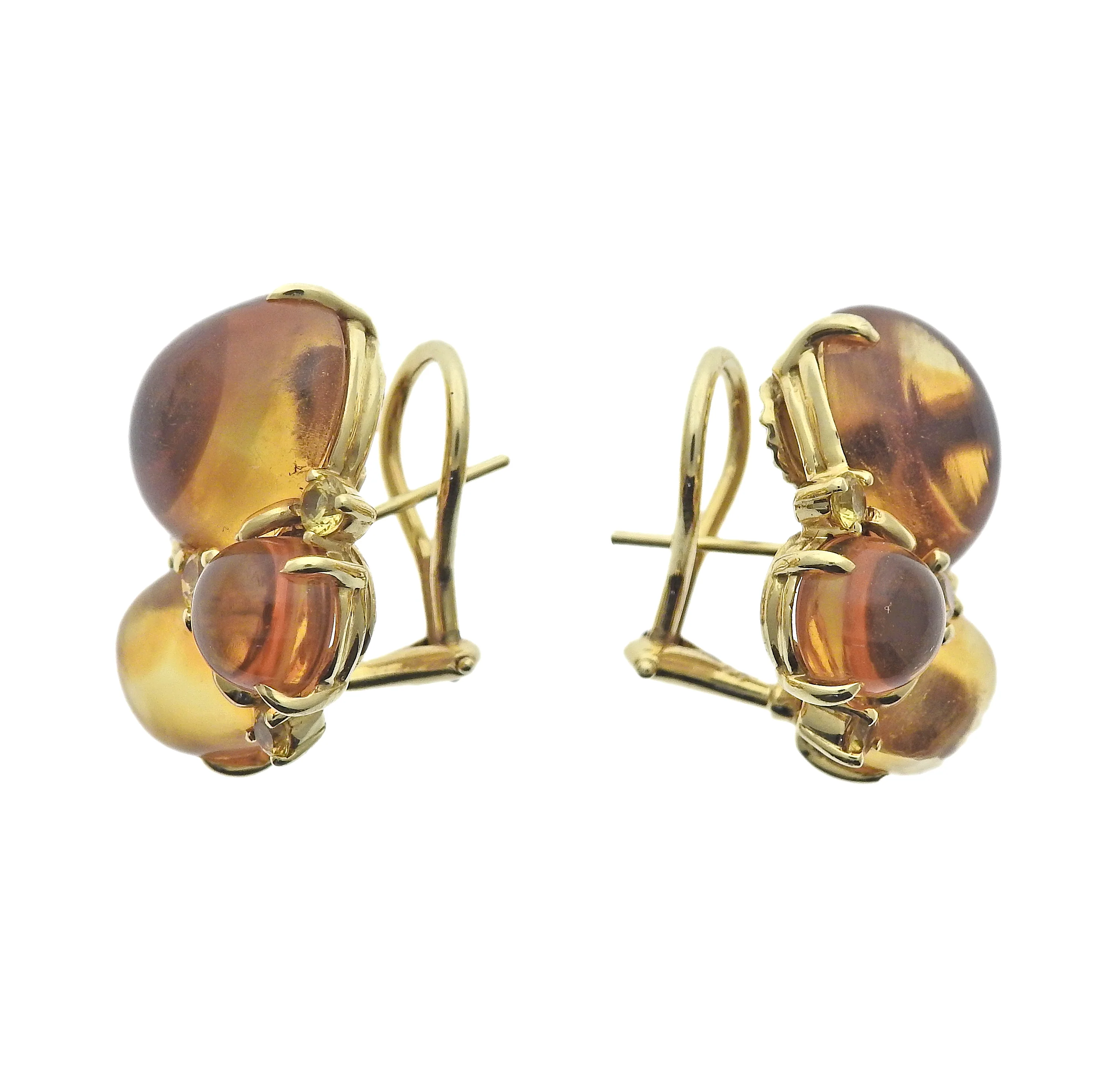 Seaman Schepps Citrine Sapphire Gold Earrings