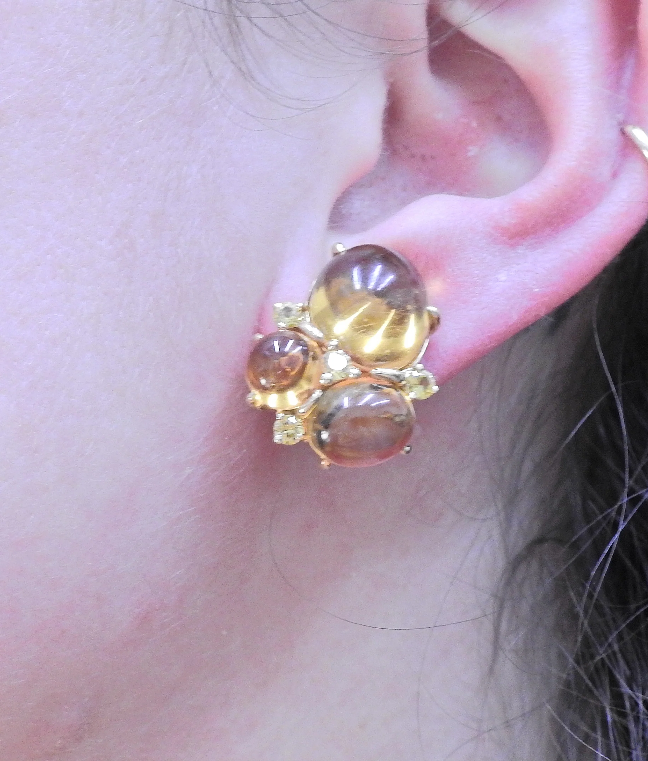Seaman Schepps Citrine Sapphire Gold Earrings