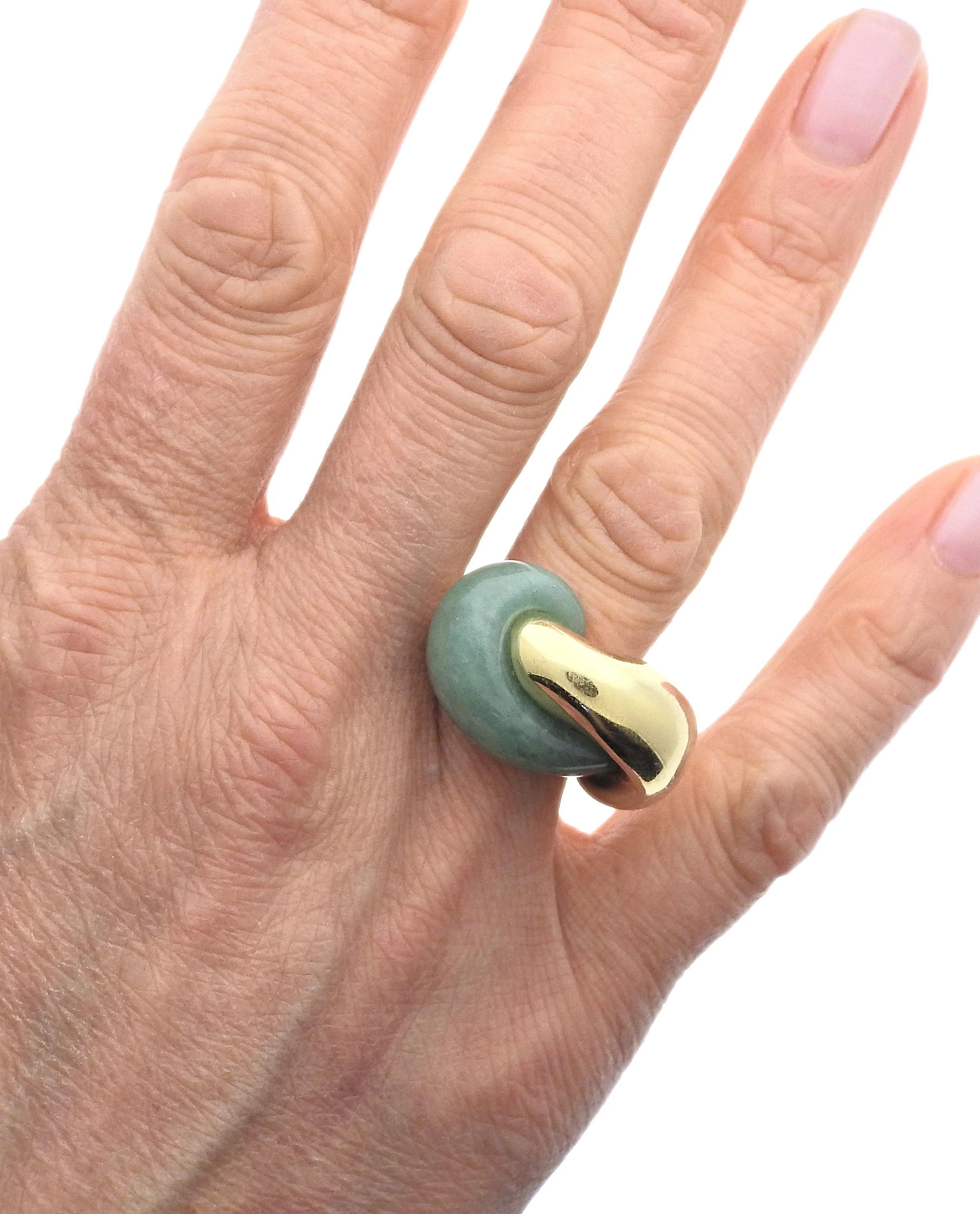 Seaman Schepps Half Link Gold Aventurine Ring