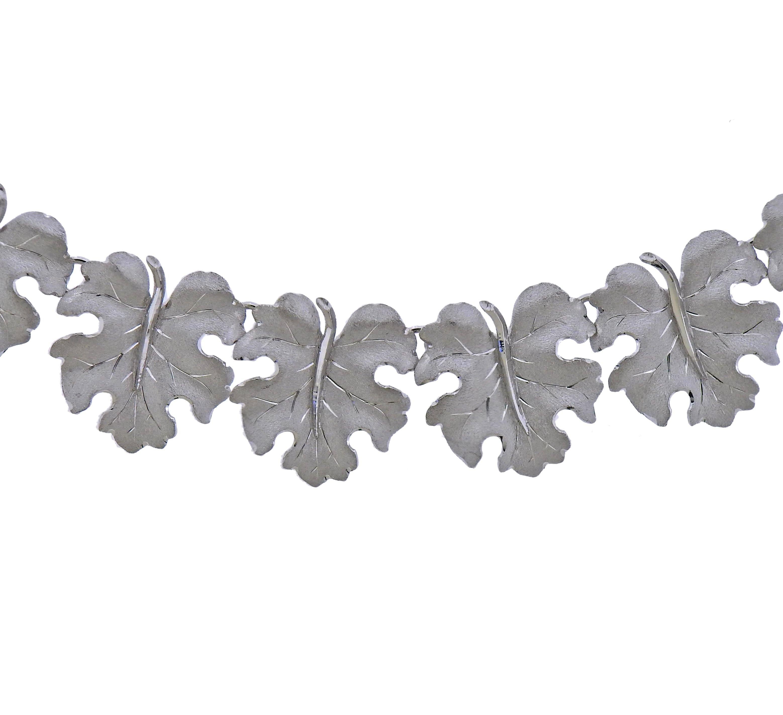 Buccellati White Gold Leaf Motif Necklace - Replica Luxury Handbag Store