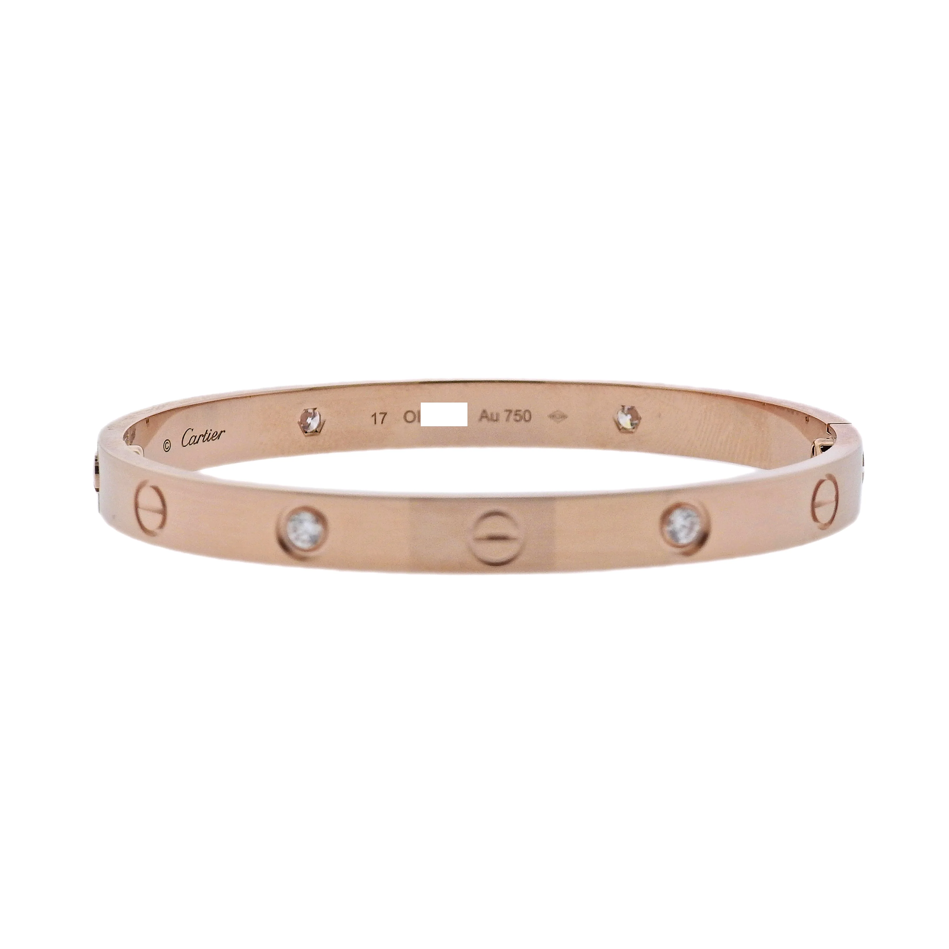 Cartier Love Rose Gold Diamond Bracelet Size 17