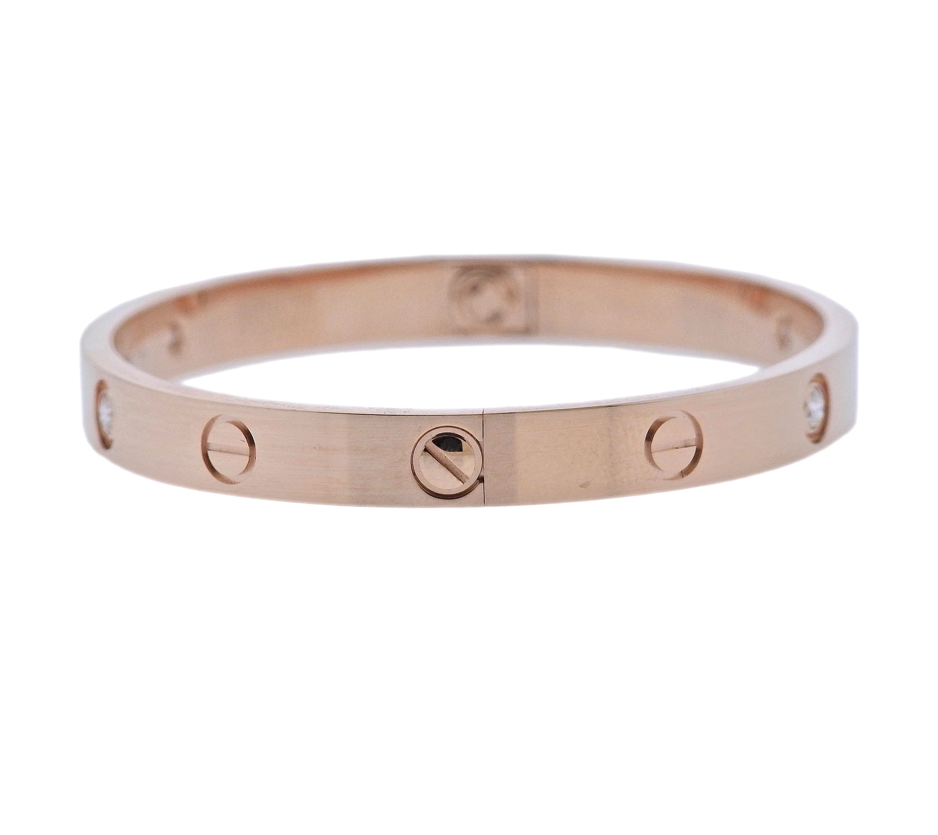 Cartier Love Rose Gold Diamond Bracelet Size 17