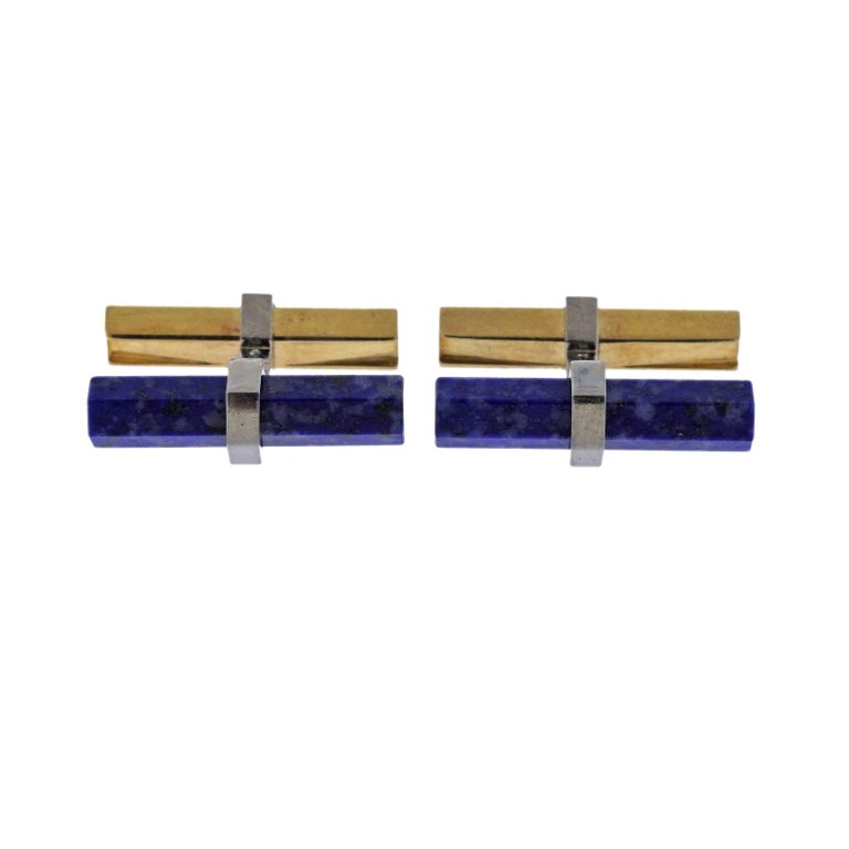 Cartier Lapis Lazuli Gold Bar Cufflinks - Replica Luxury Handbag Store