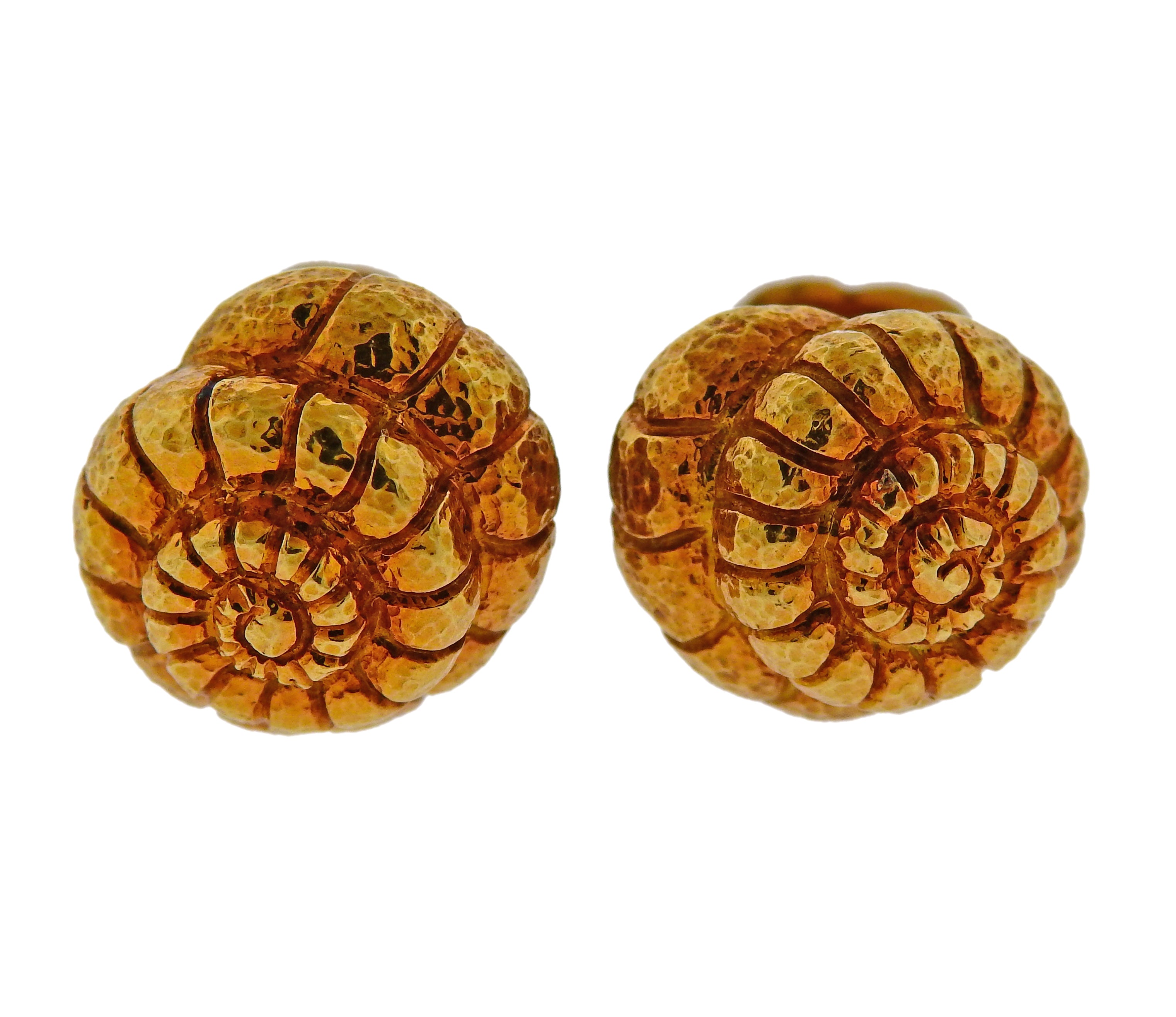 David Webb Nautilus Gold Cufflinks Stud Set - Replica Luxury Handbag Store