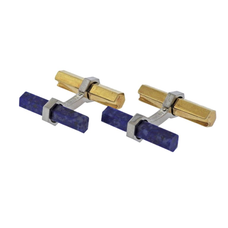 Cartier Lapis Lazuli Gold Bar Cufflinks - Replica Luxury Handbag Store