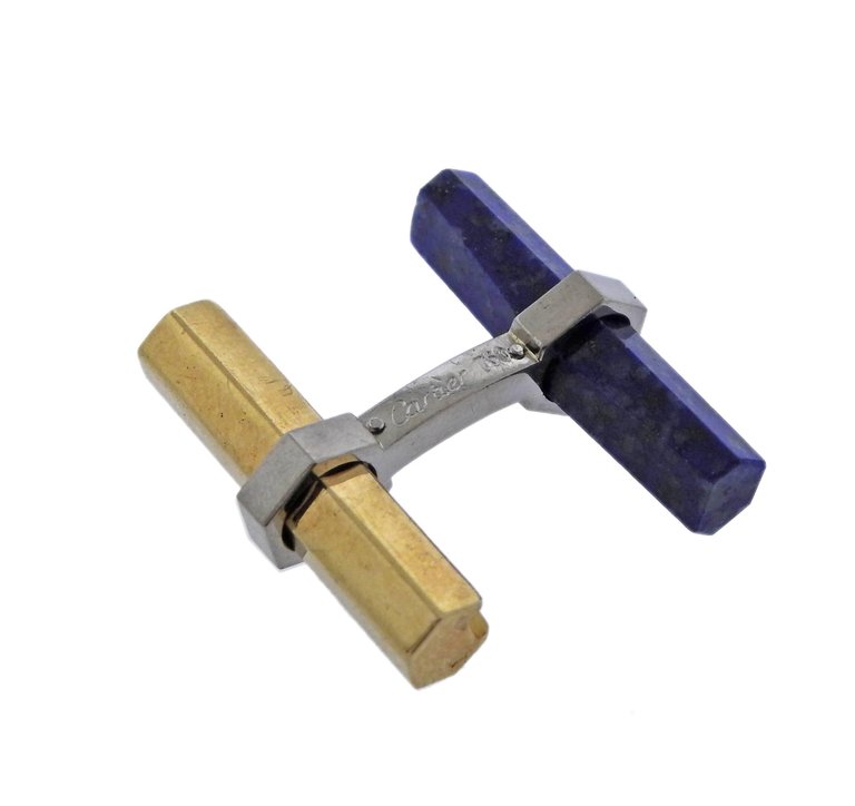 Cartier Lapis Lazuli Gold Bar Cufflinks - Replica Luxury Handbag Store