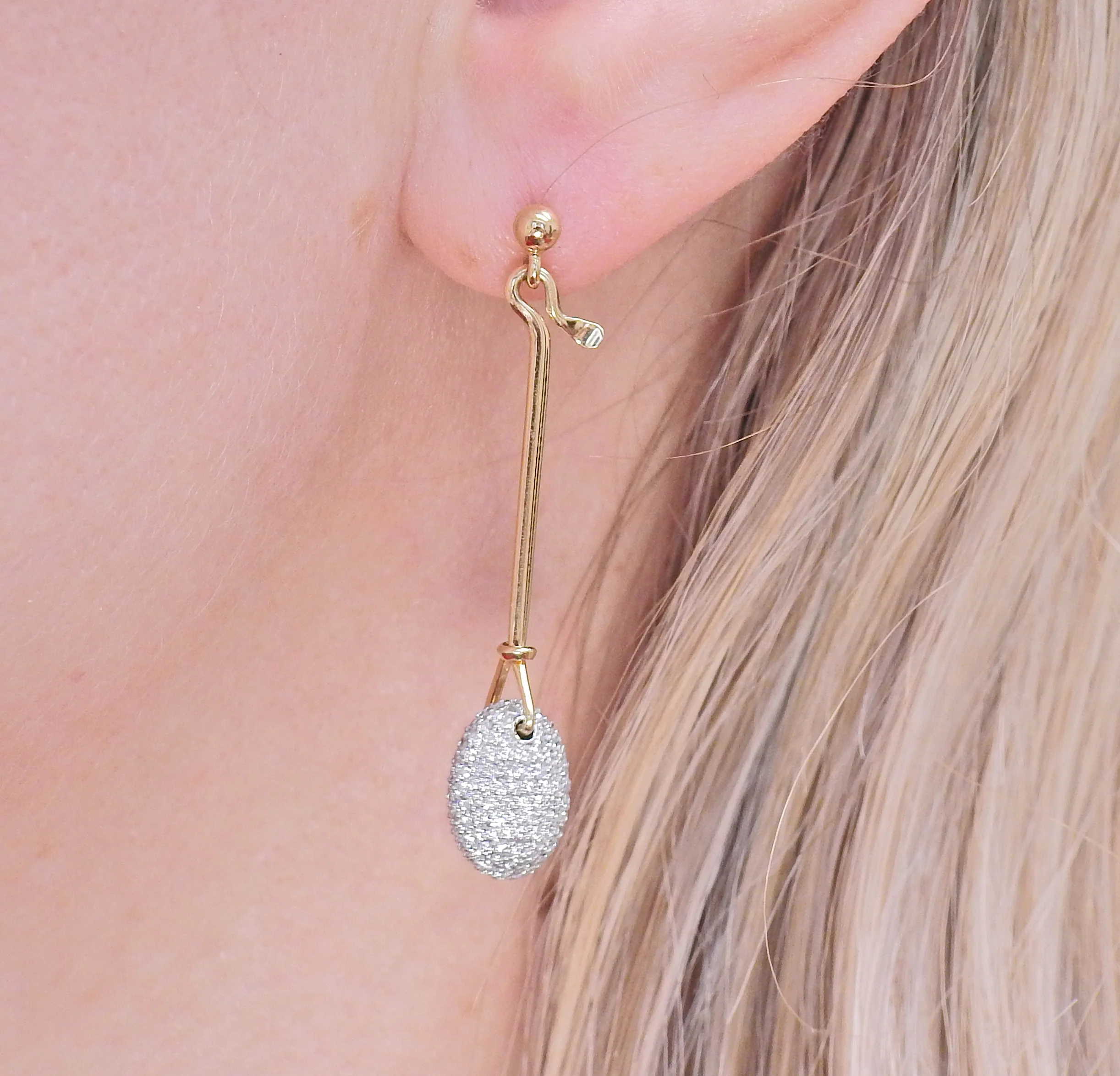 Georg Jensen Dew Drop 18k Gold Diamond Earrings 1128