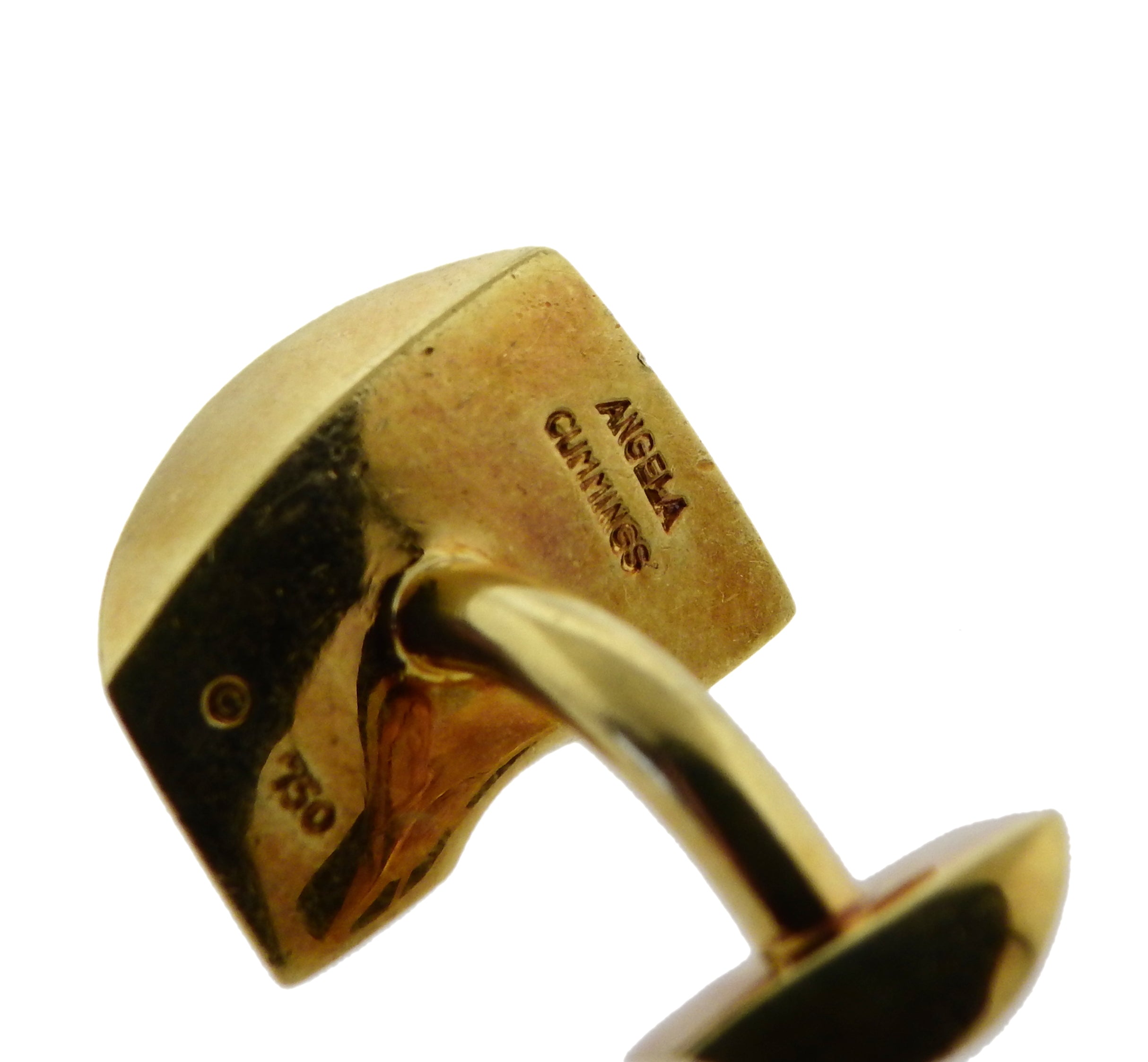 Angela Cummings Black Jade Inlay Gold Cufflinks - Replica Luxury Handbag Store
