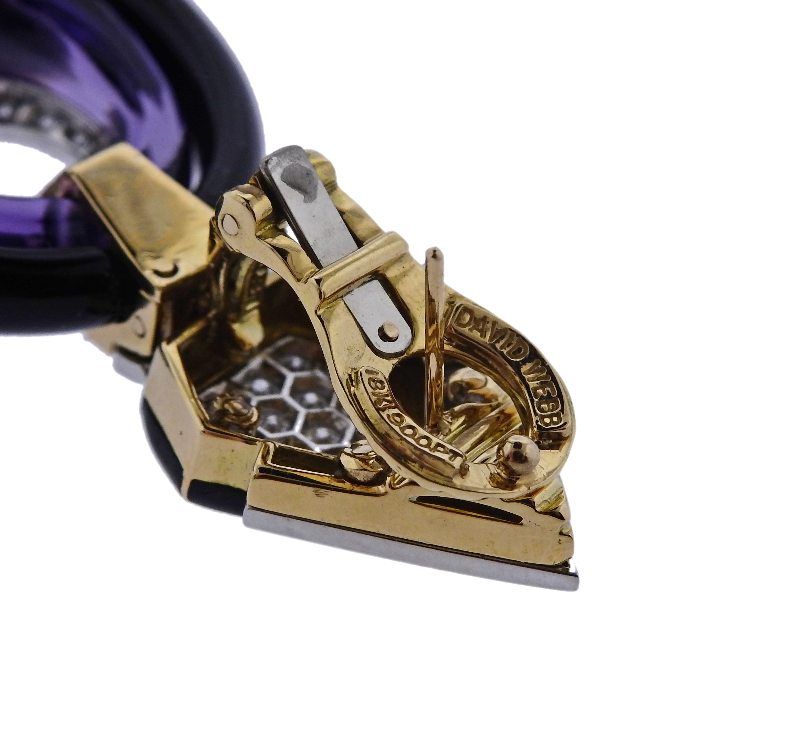 David Webb Amethyst Onyx Diamond Gold Earrings - Replica Luxury Handbag Store