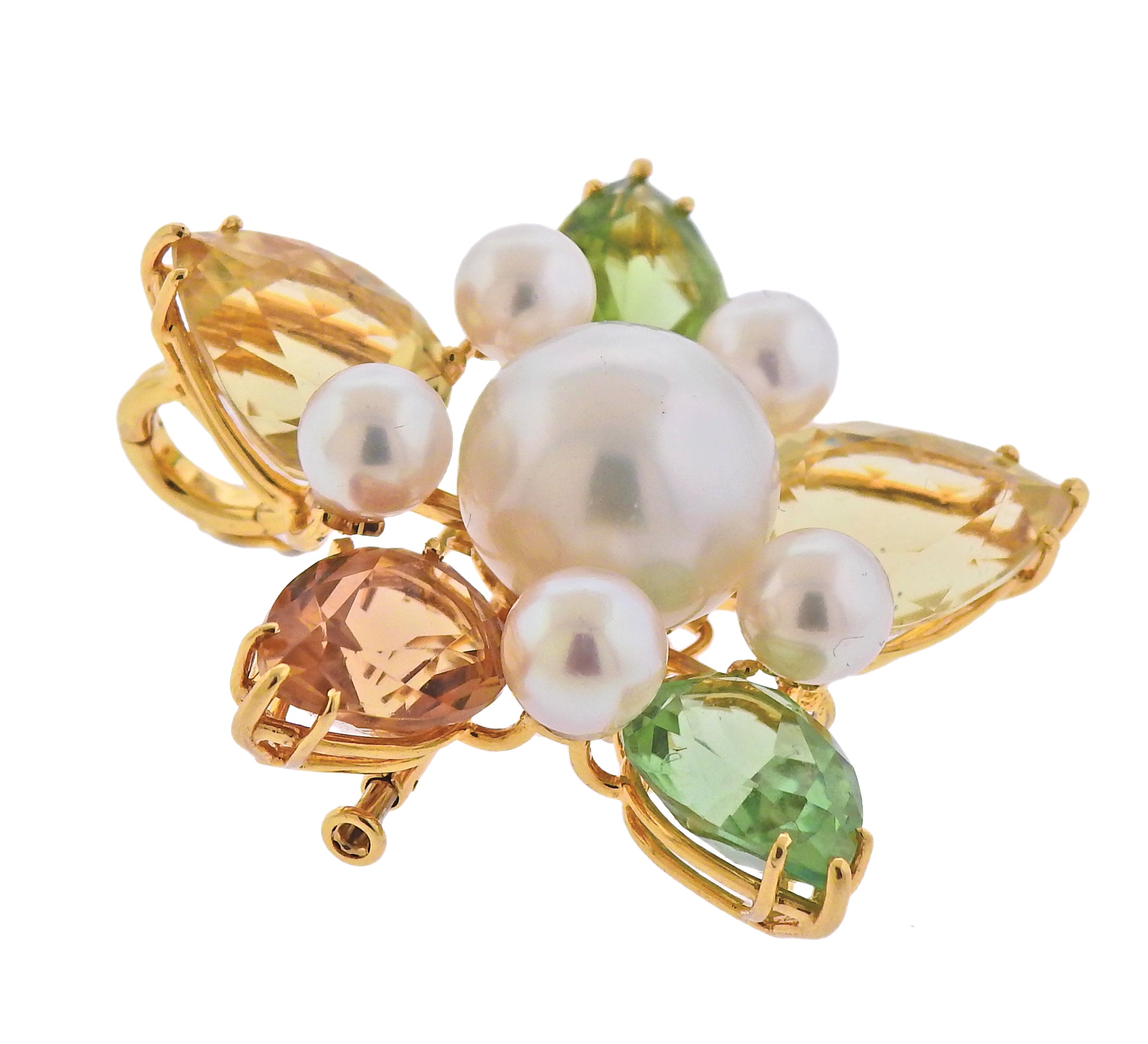 Assael Prince Dmitri South Sea Pearl Citrine Peridot Gold Pendant Brooch - Replica Luxury Handbag Store