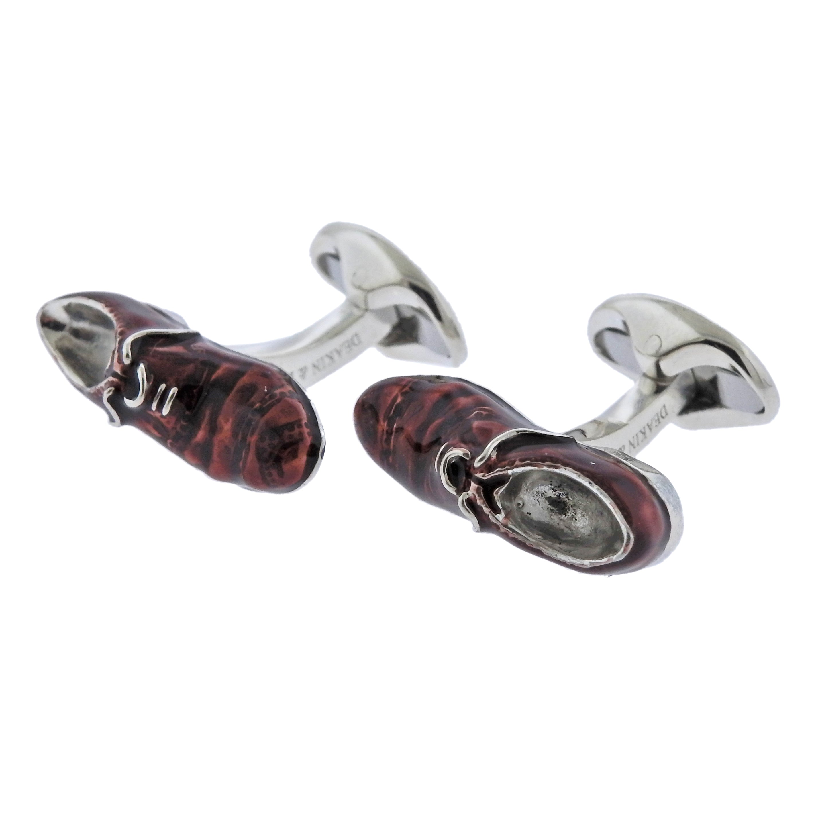 Deakin  Francis Silver Enamel Brogue Shoes Cufflinks - Replica Luxury Handbag Store