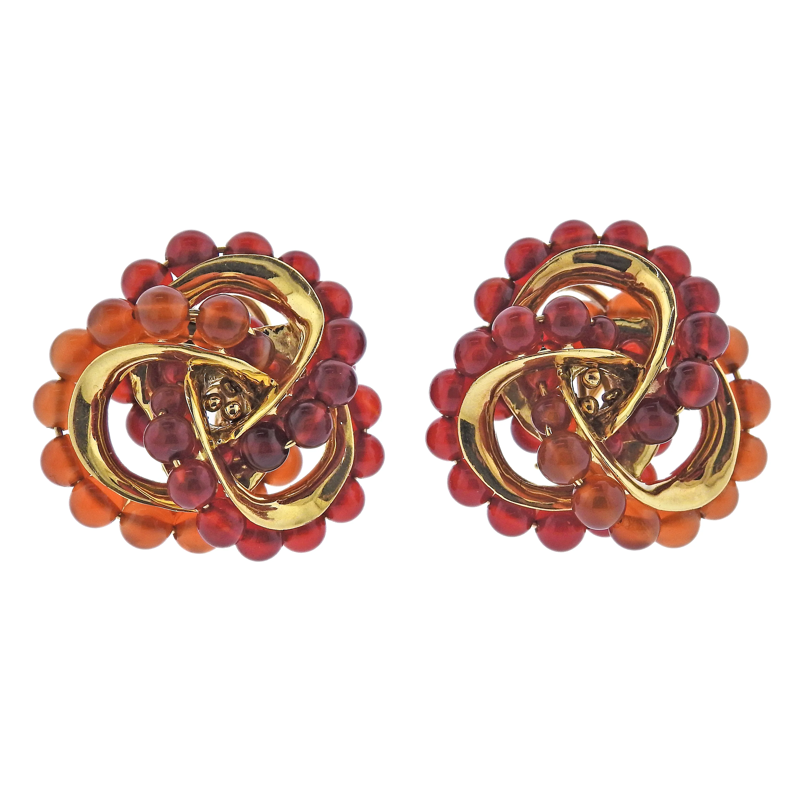 Seaman Schepps Carnelian Gold Earrings