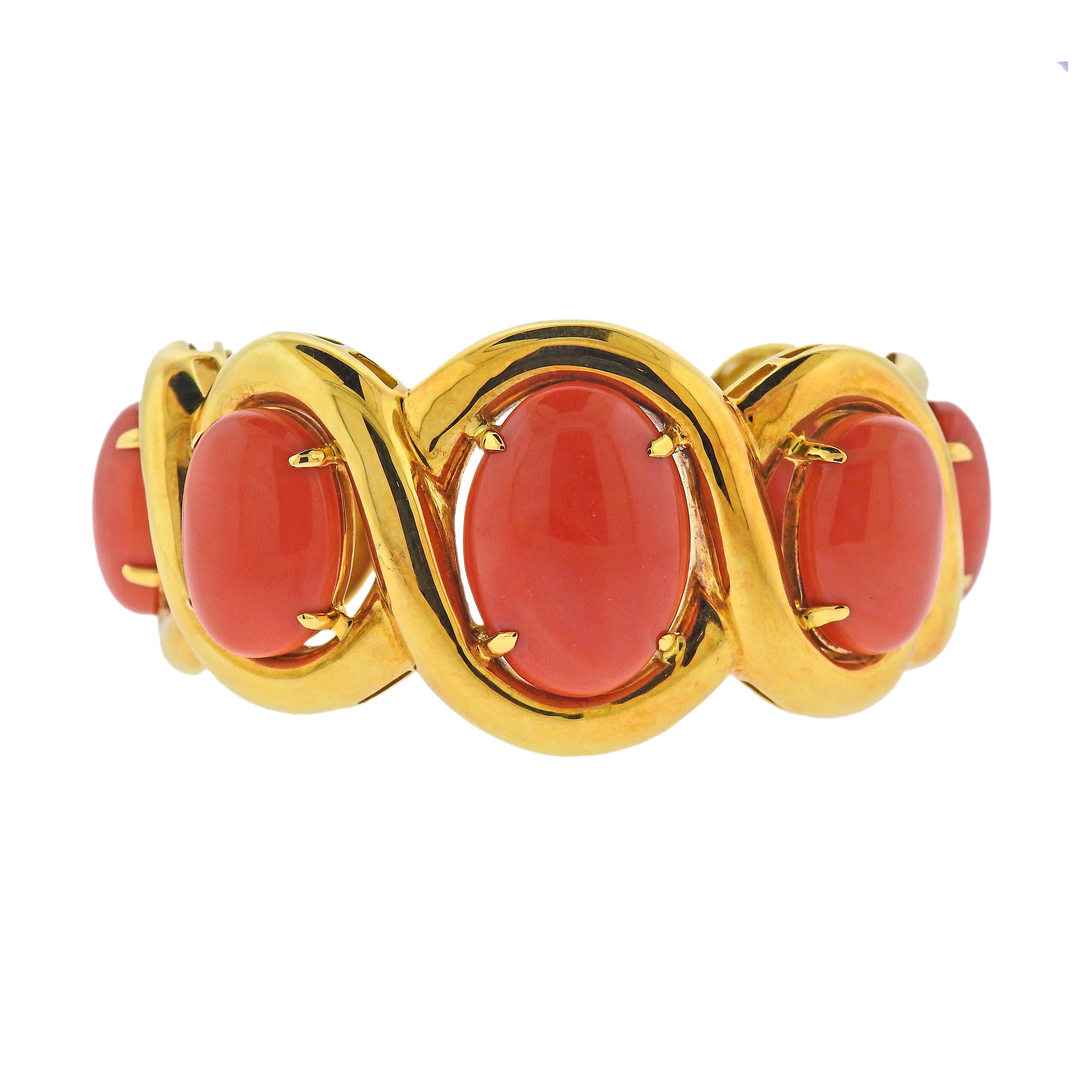 Seaman Schepps Coral Gold Cuff Bracelet - Replica Luxury Handbag Store