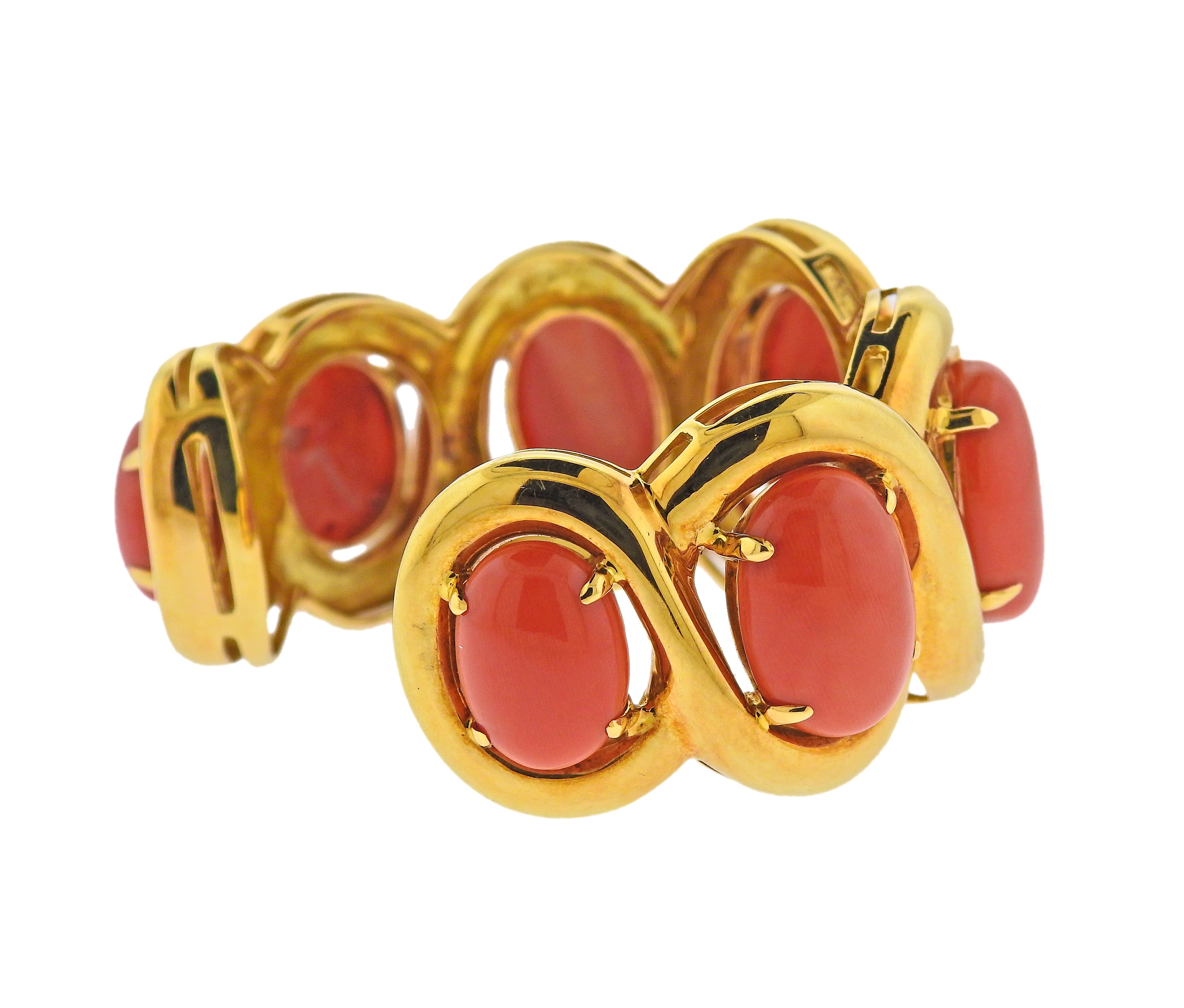 Seaman Schepps Coral Gold Cuff Bracelet - Replica Luxury Handbag Store