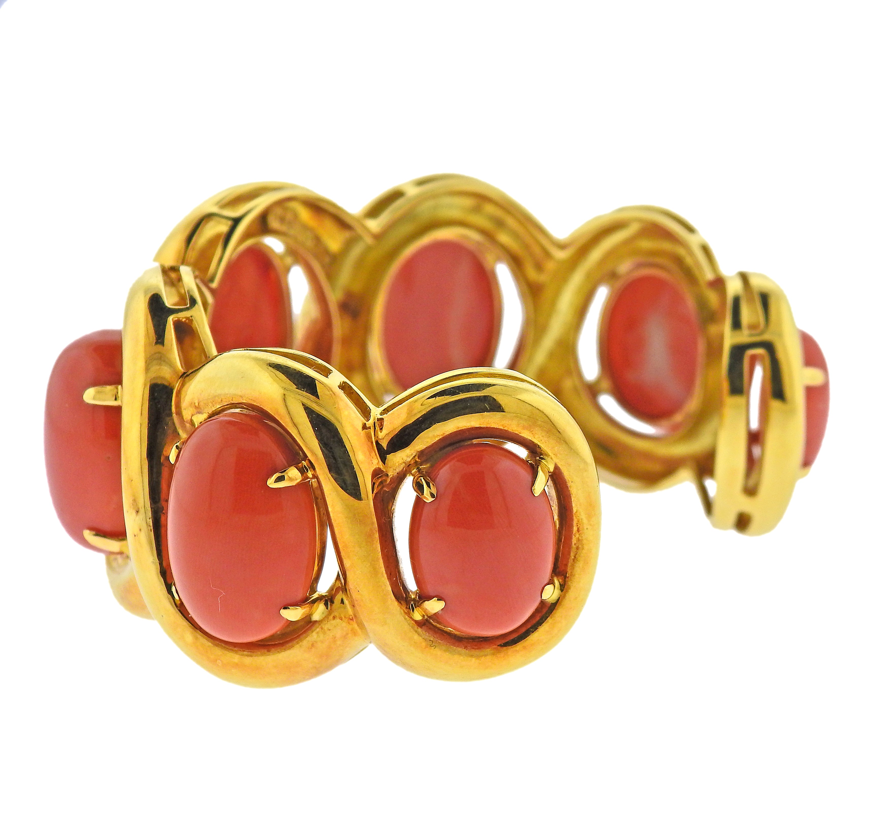 Seaman Schepps Coral Gold Cuff Bracelet - Replica Luxury Handbag Store