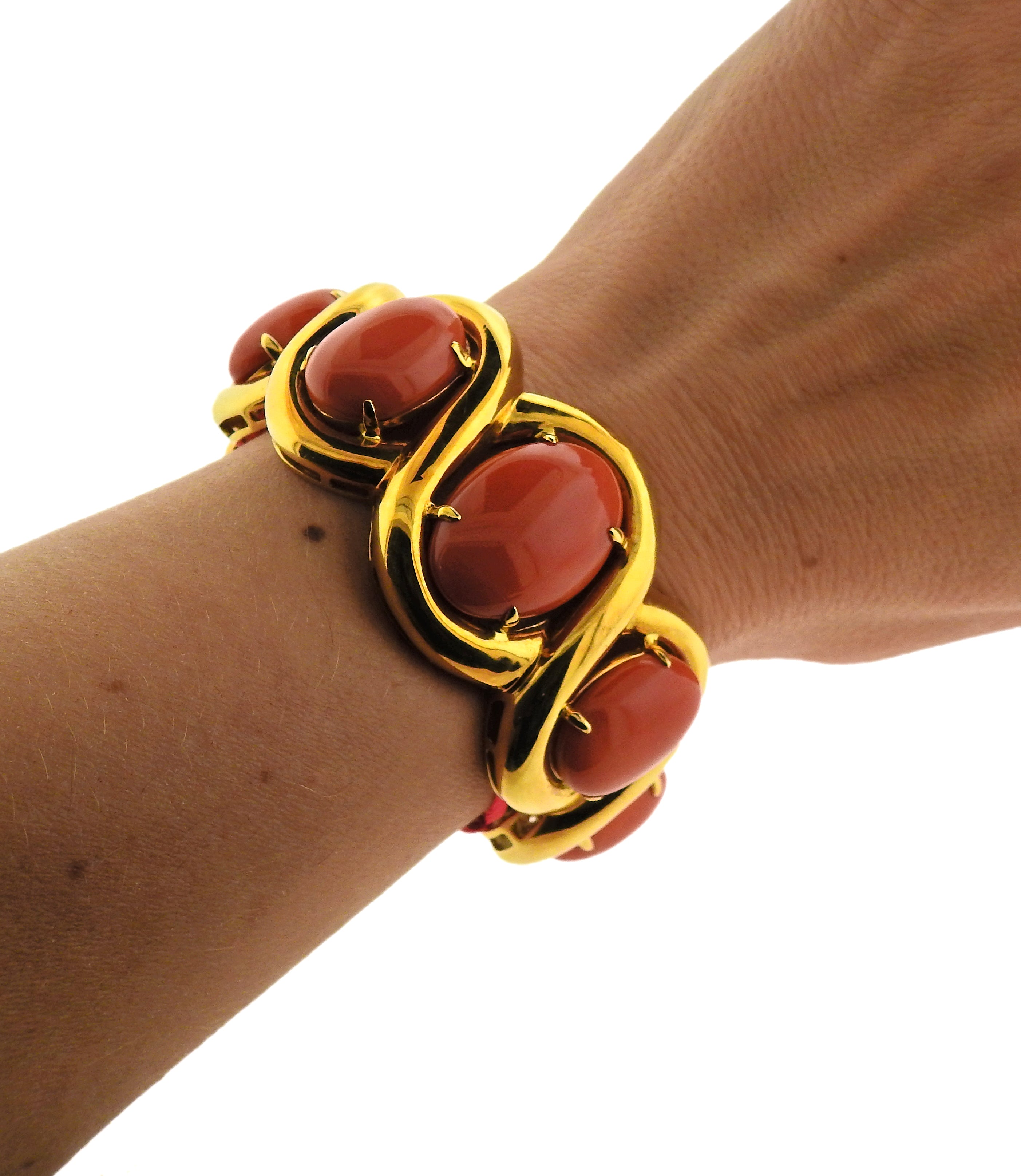 Seaman Schepps Coral Gold Cuff Bracelet - Replica Luxury Handbag Store