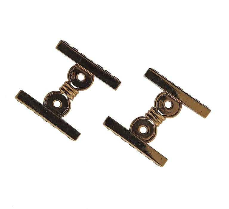 French Sapphire Gold Cufflinks - Replica Luxury Handbag Store