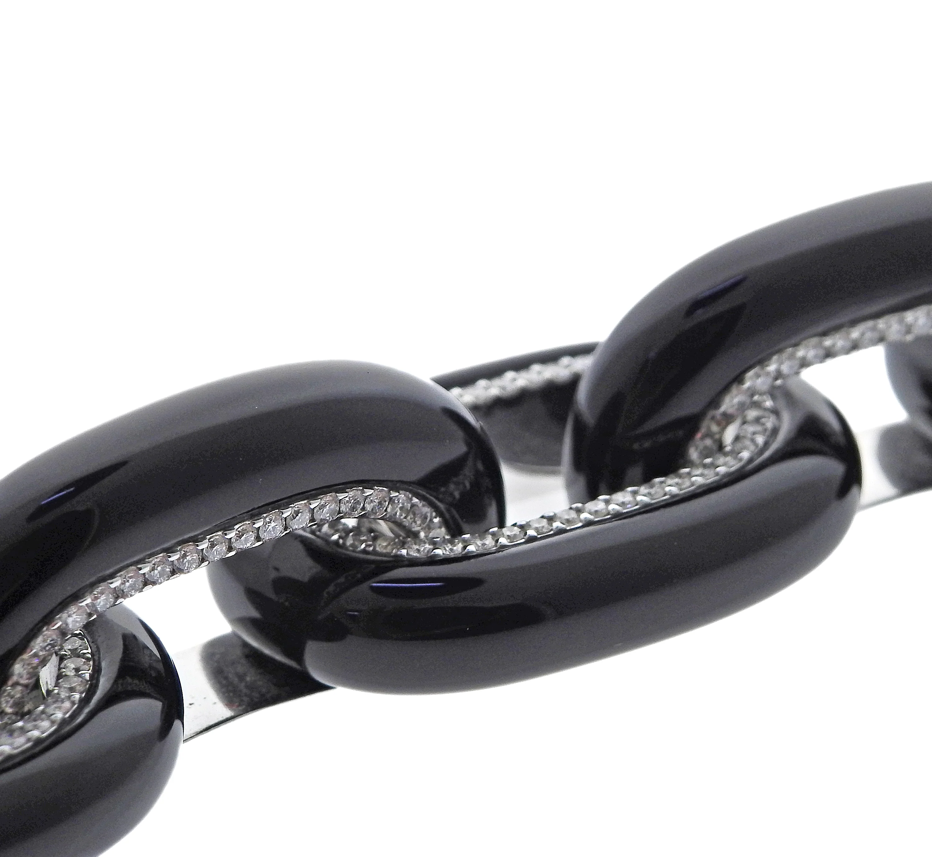 Seaman Schepps Bodrum Onyx Diamond Gold Link Bracelet