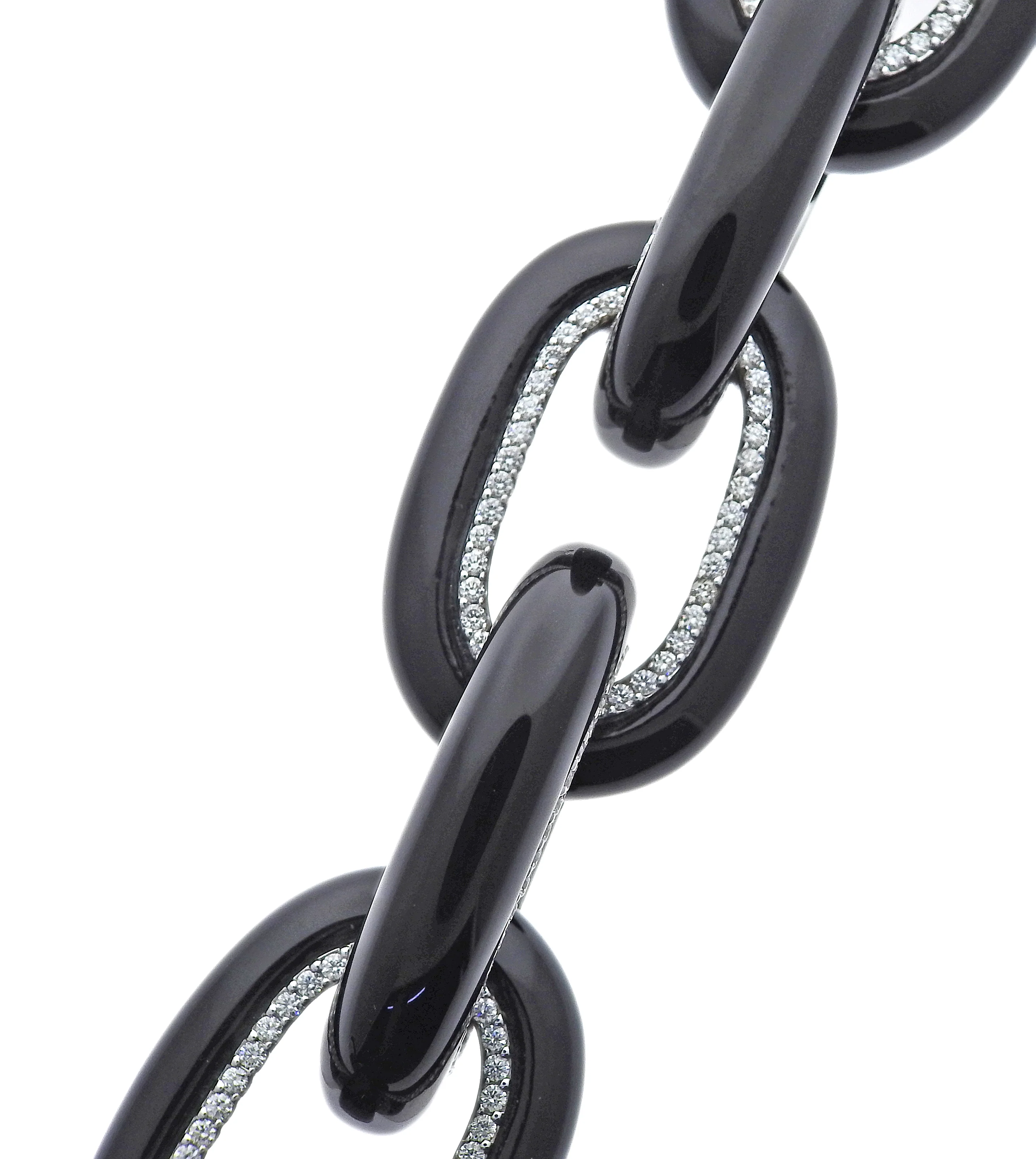 Seaman Schepps Bodrum Onyx Diamond Gold Link Bracelet