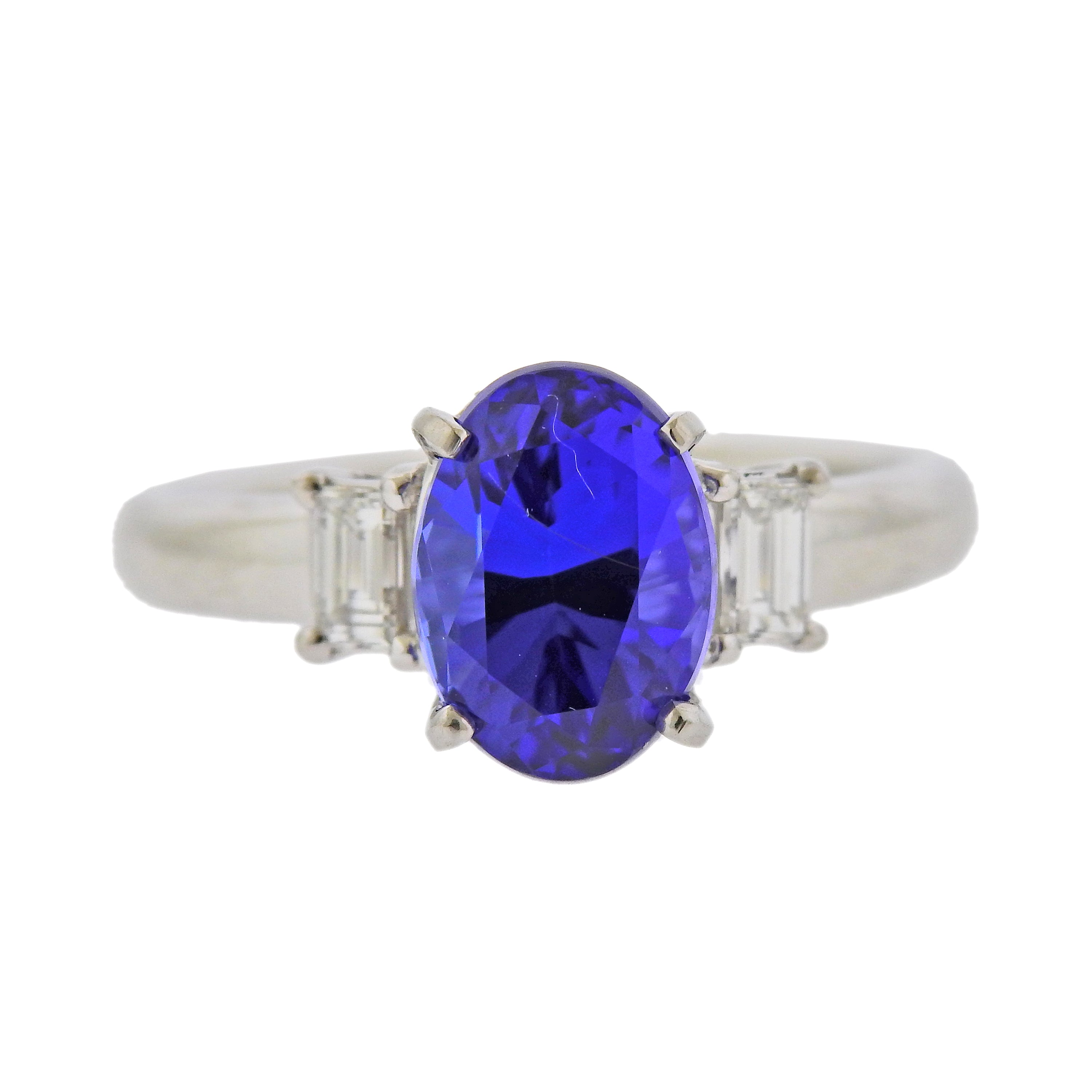 Platinum 3.26 Carat Tanzanite Diamond Ring - Replica Luxury Handbag Store