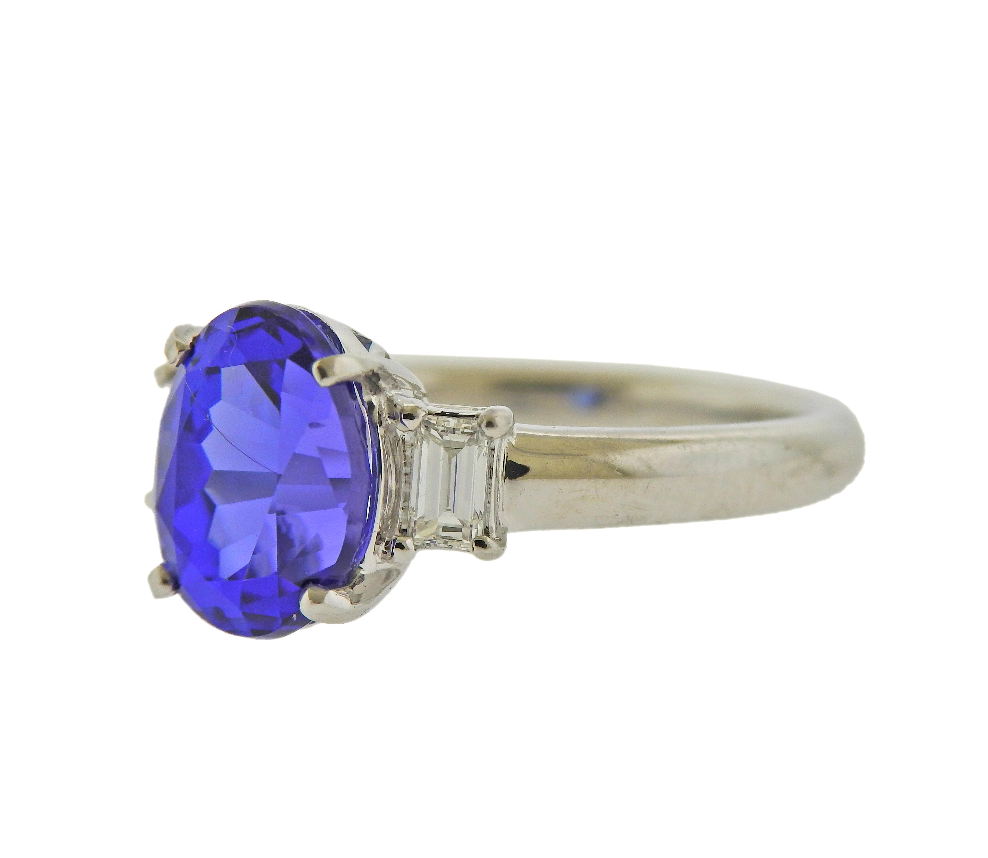 Platinum 3.26 Carat Tanzanite Diamond Ring - Replica Luxury Handbag Store