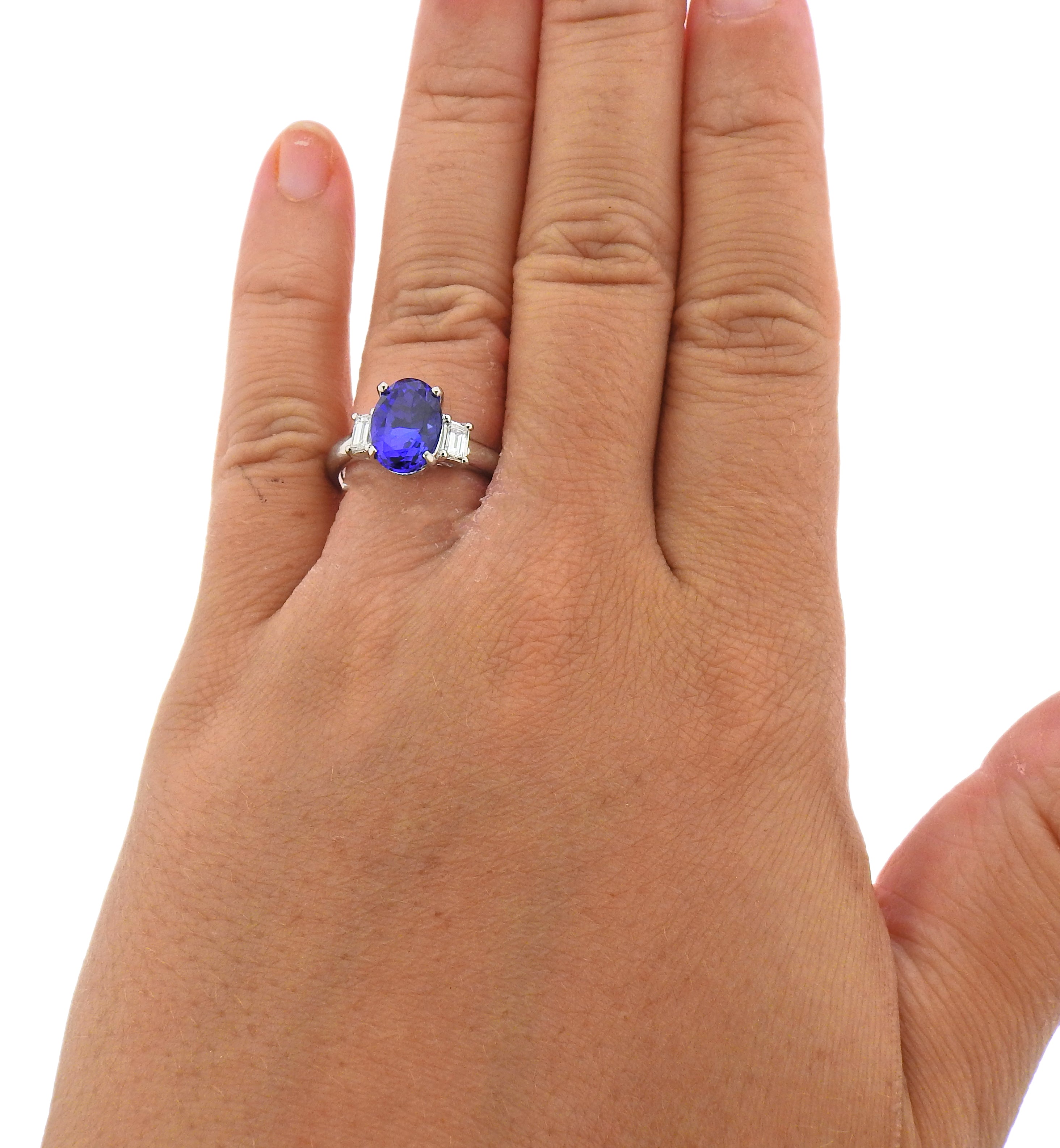 Platinum 3.26 Carat Tanzanite Diamond Ring - Replica Luxury Handbag Store