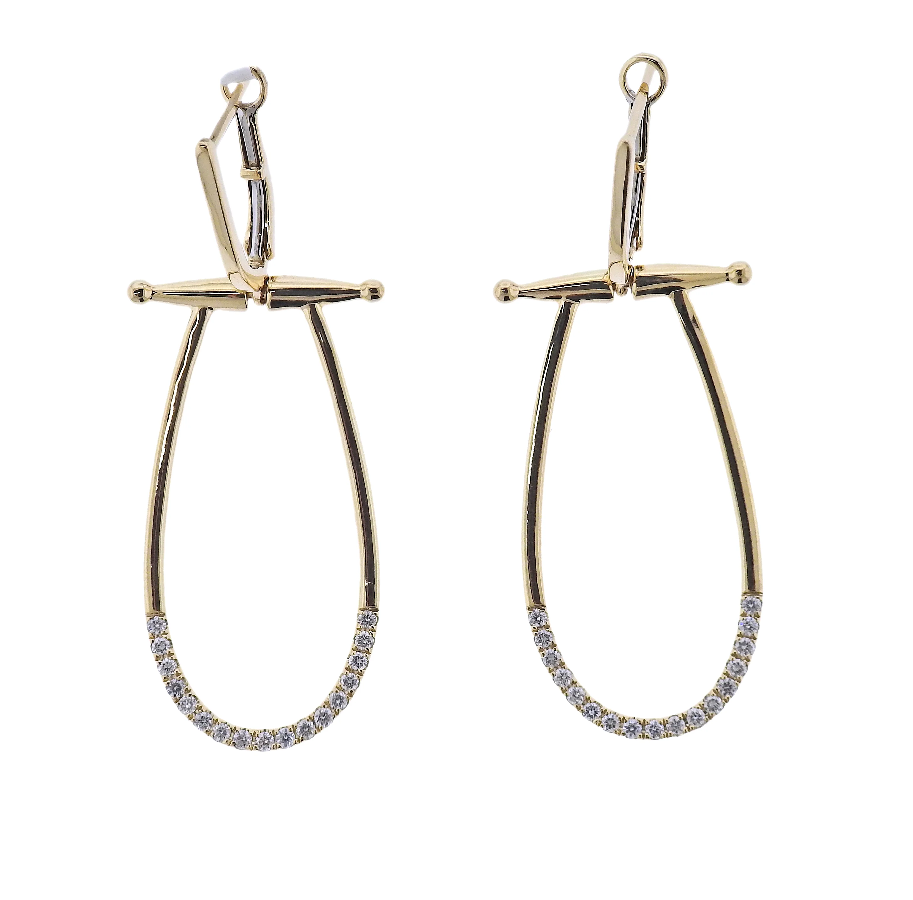 Doves Doron Paloma Diamond Gold Horse Bit Earrings