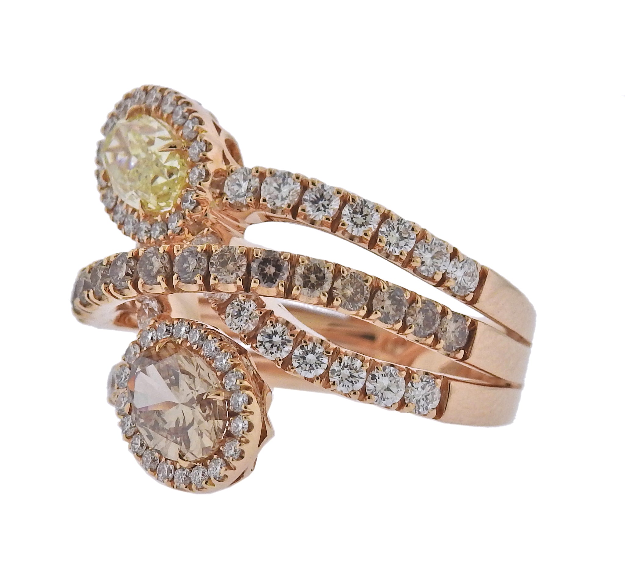 Bucherer Gold 3.37ctw Fancy Yellow Brown Diamond Ring