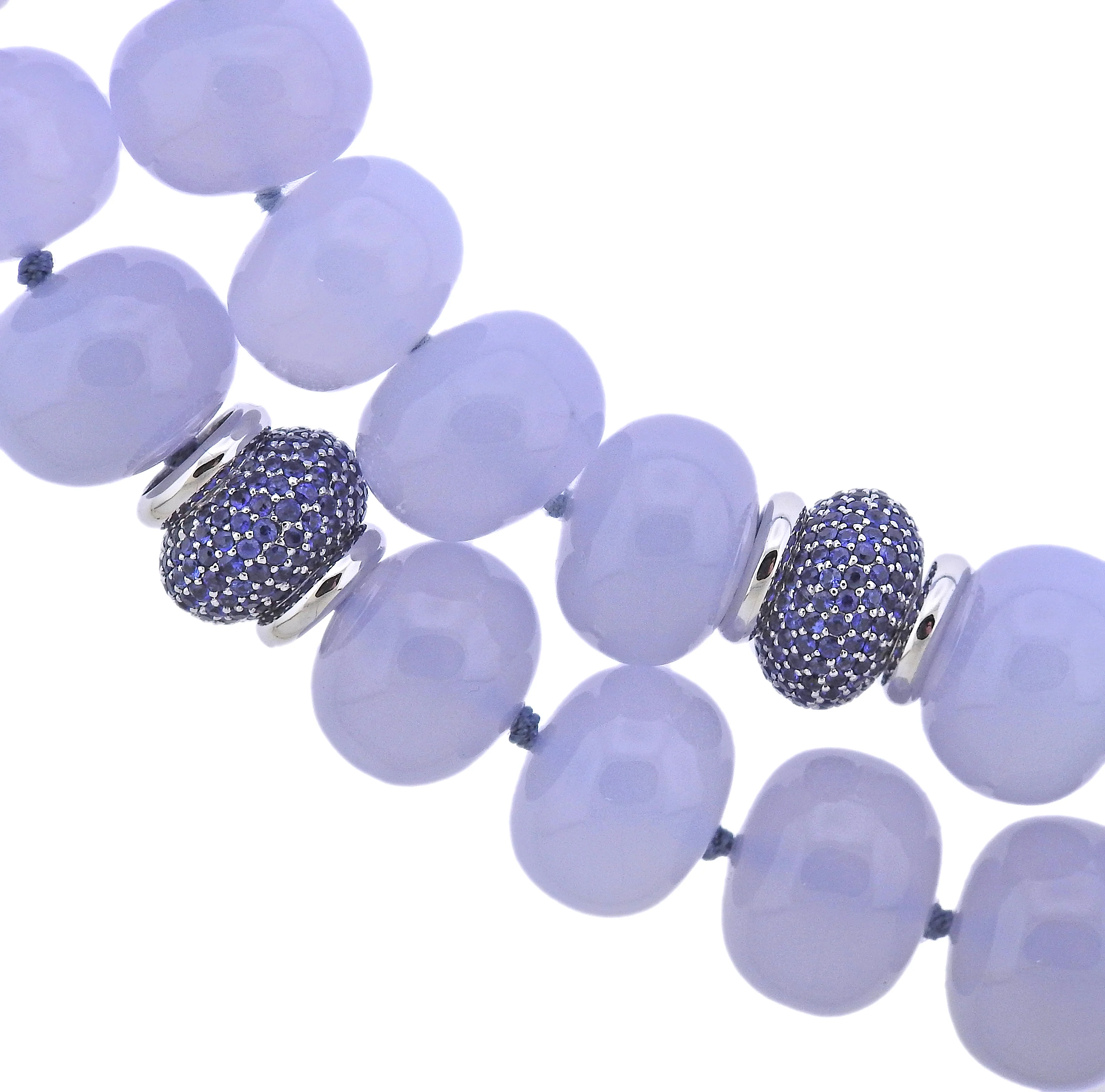 Seaman Schepps Chalcedony Sapphire Gold Nesting Necklace Set