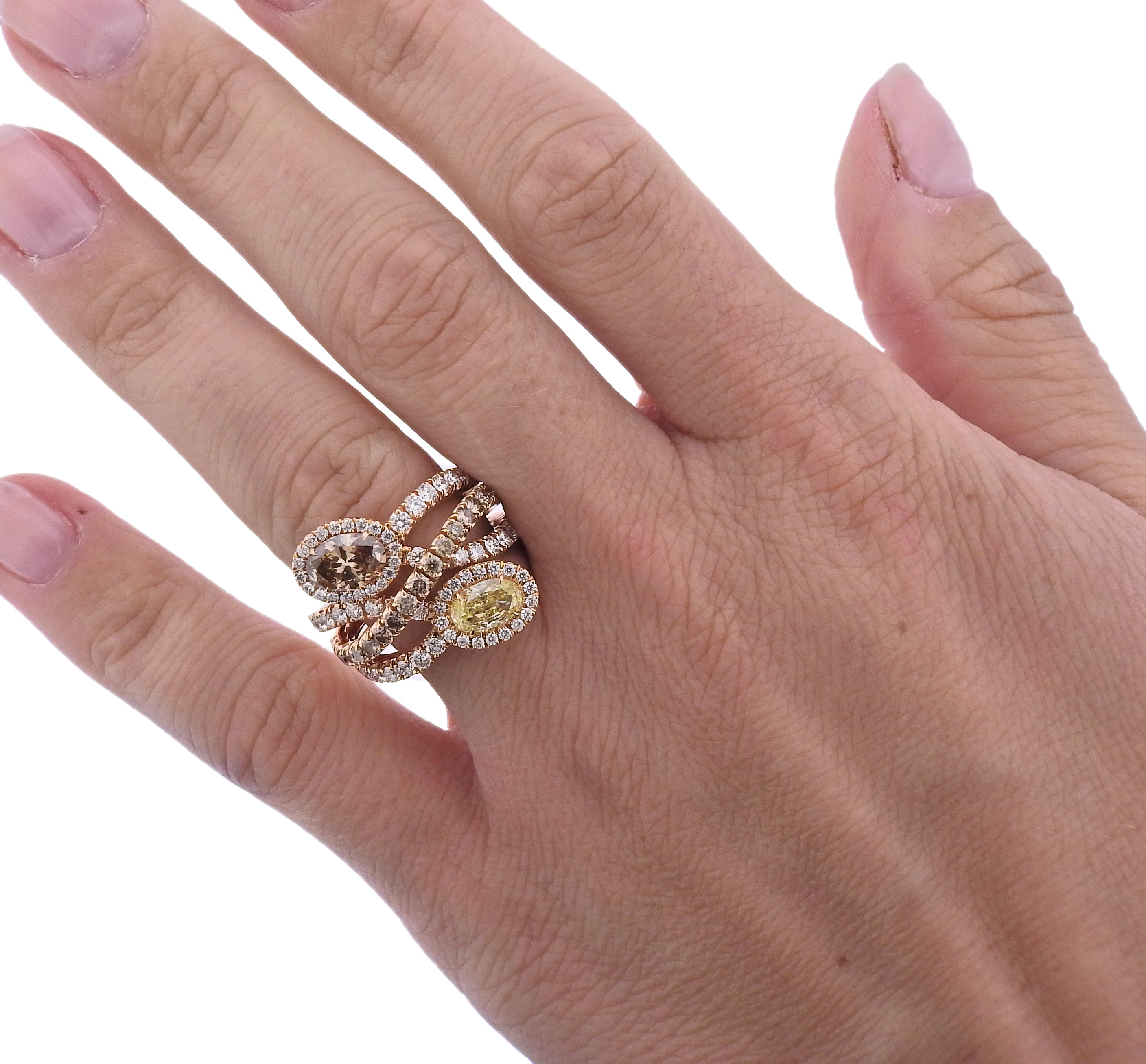 Bucherer Gold 3.37ctw Fancy Yellow Brown Diamond Ring