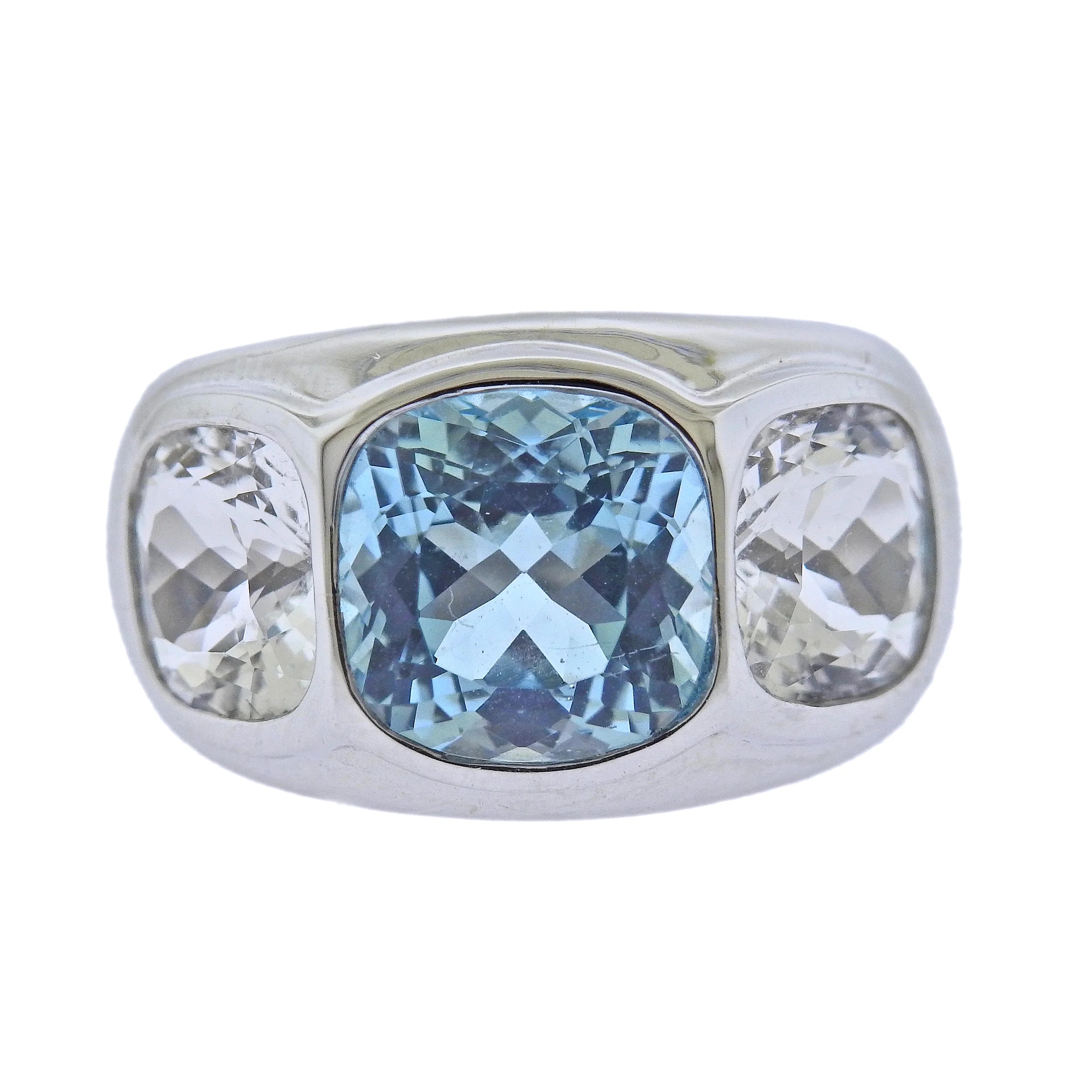 Seaman Schepps Mughal White Blue Topaz Gold Ring