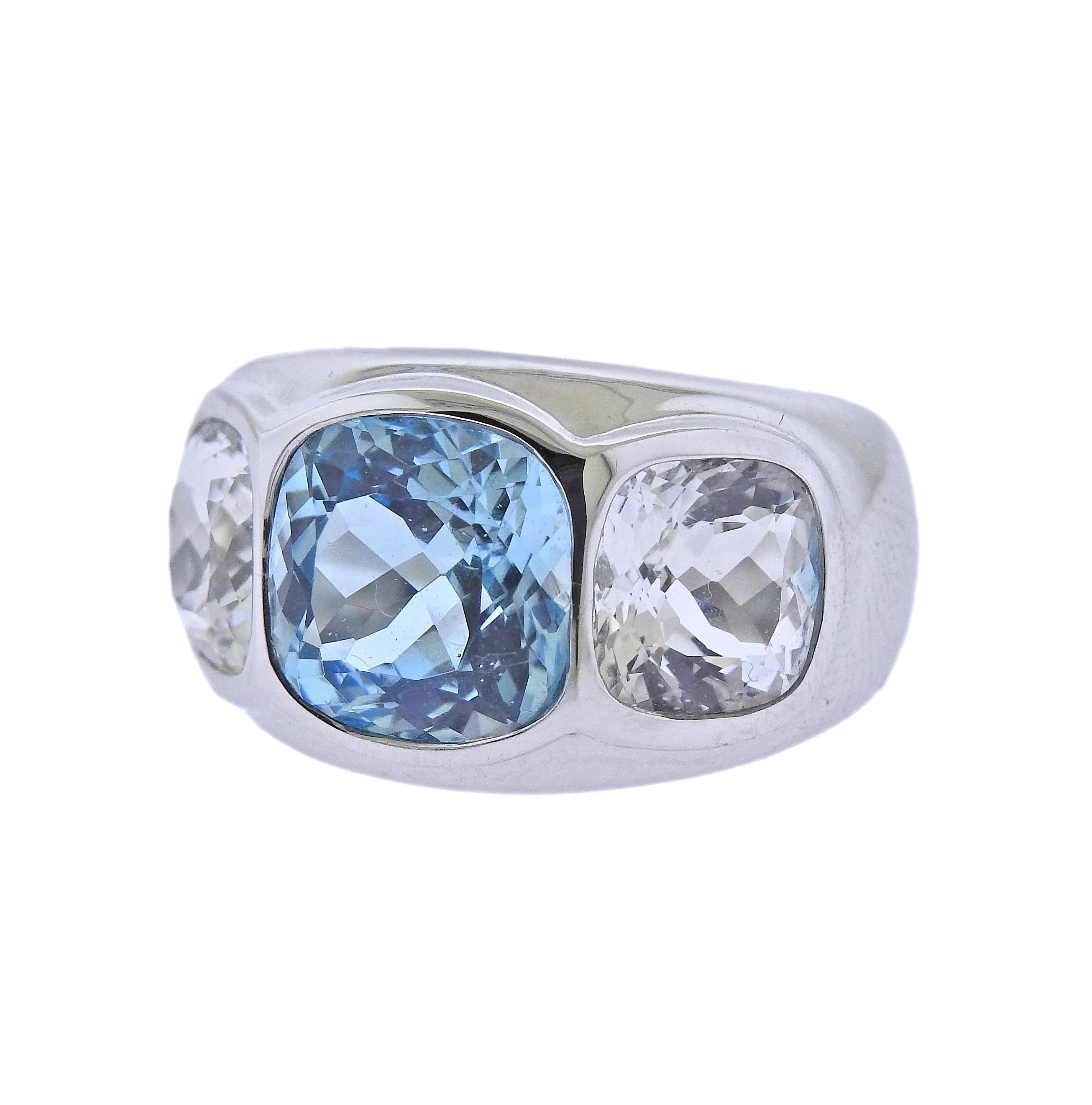 Seaman Schepps Mughal White Blue Topaz Gold Ring