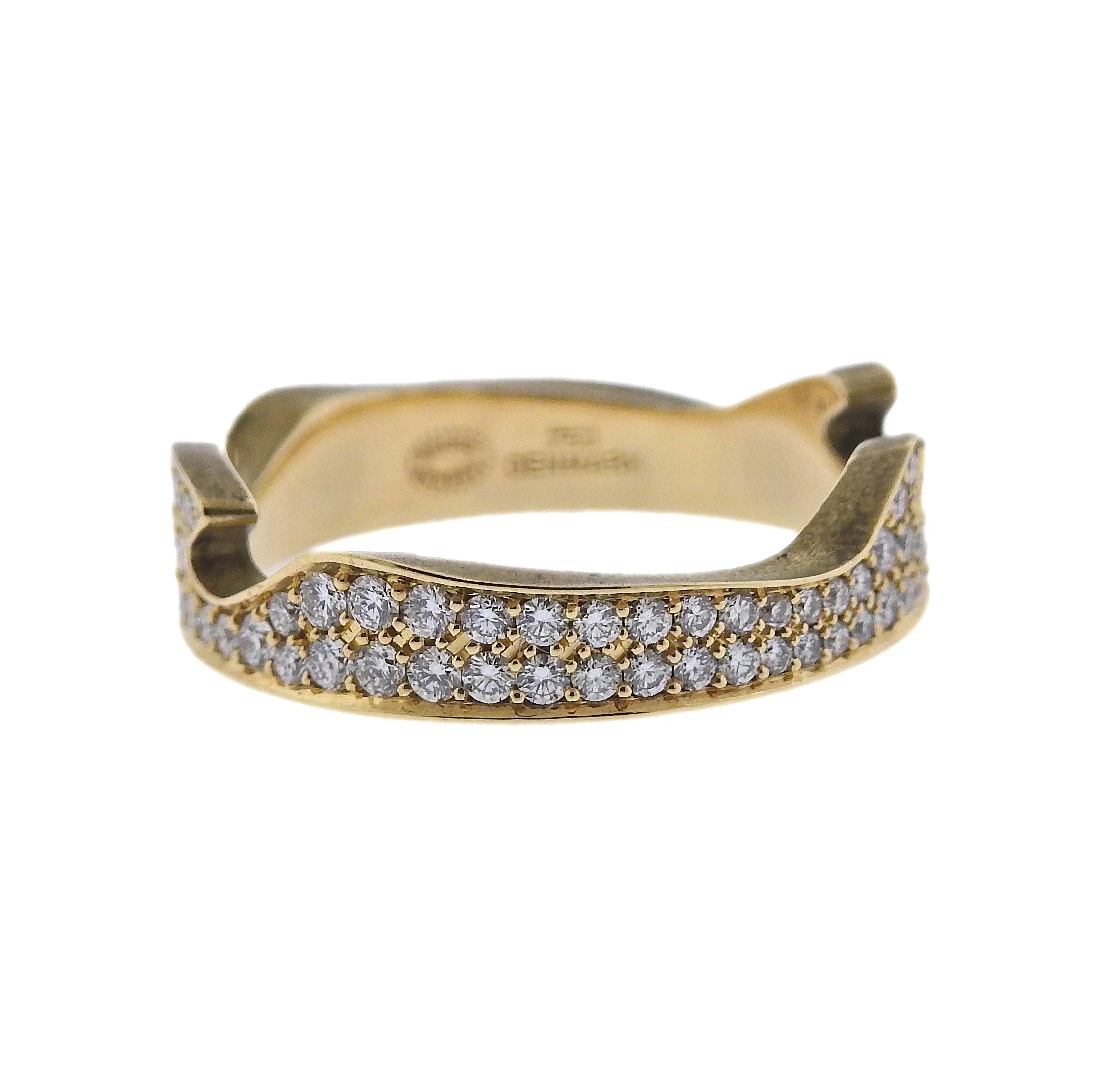 Georg Jensen Fusion Yellow Gold Diamond End Ring #1370
