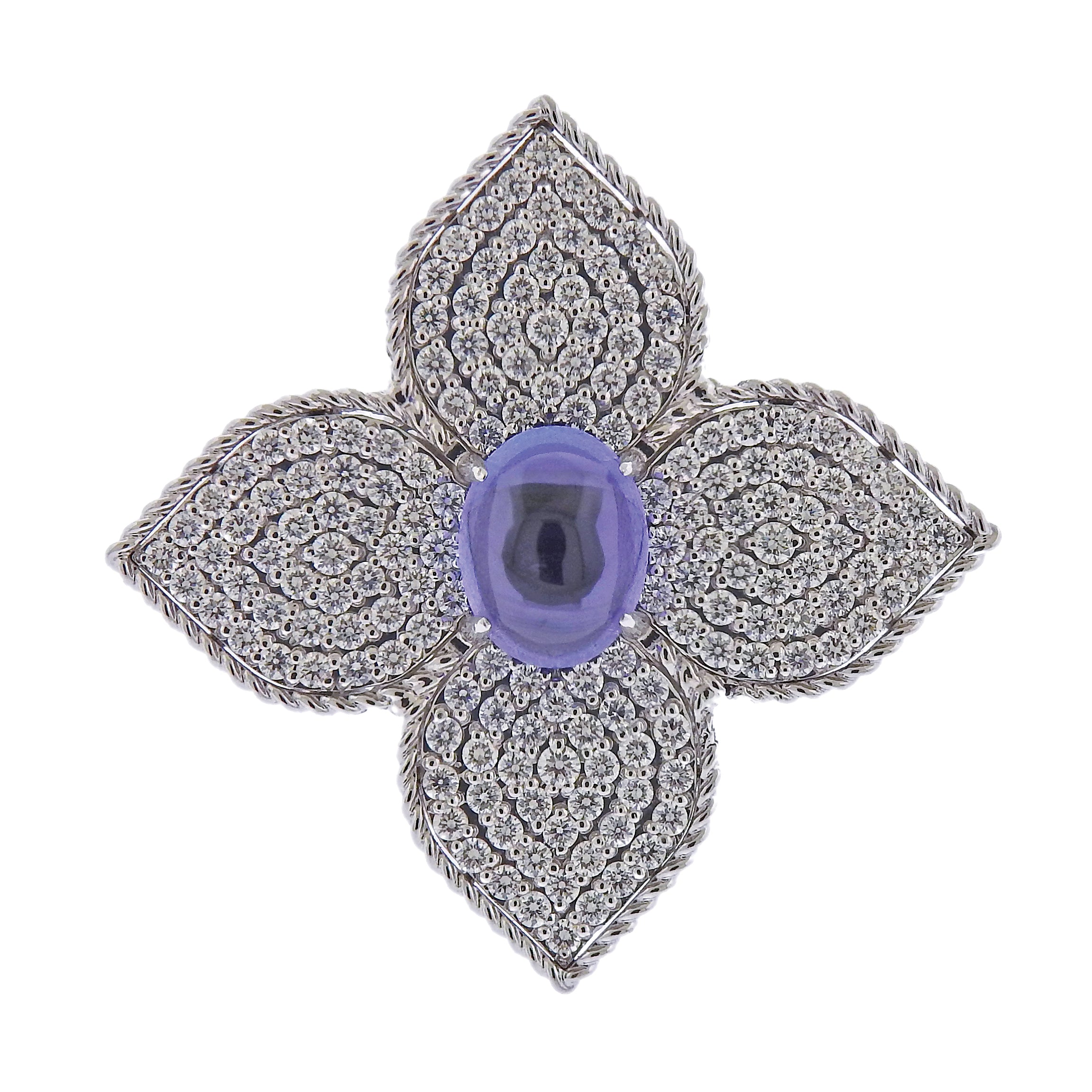 Roberto Coin Gold Princess Flower Diamond Tanzanite Cocktail Ring - Replica Luxury Handbag Store