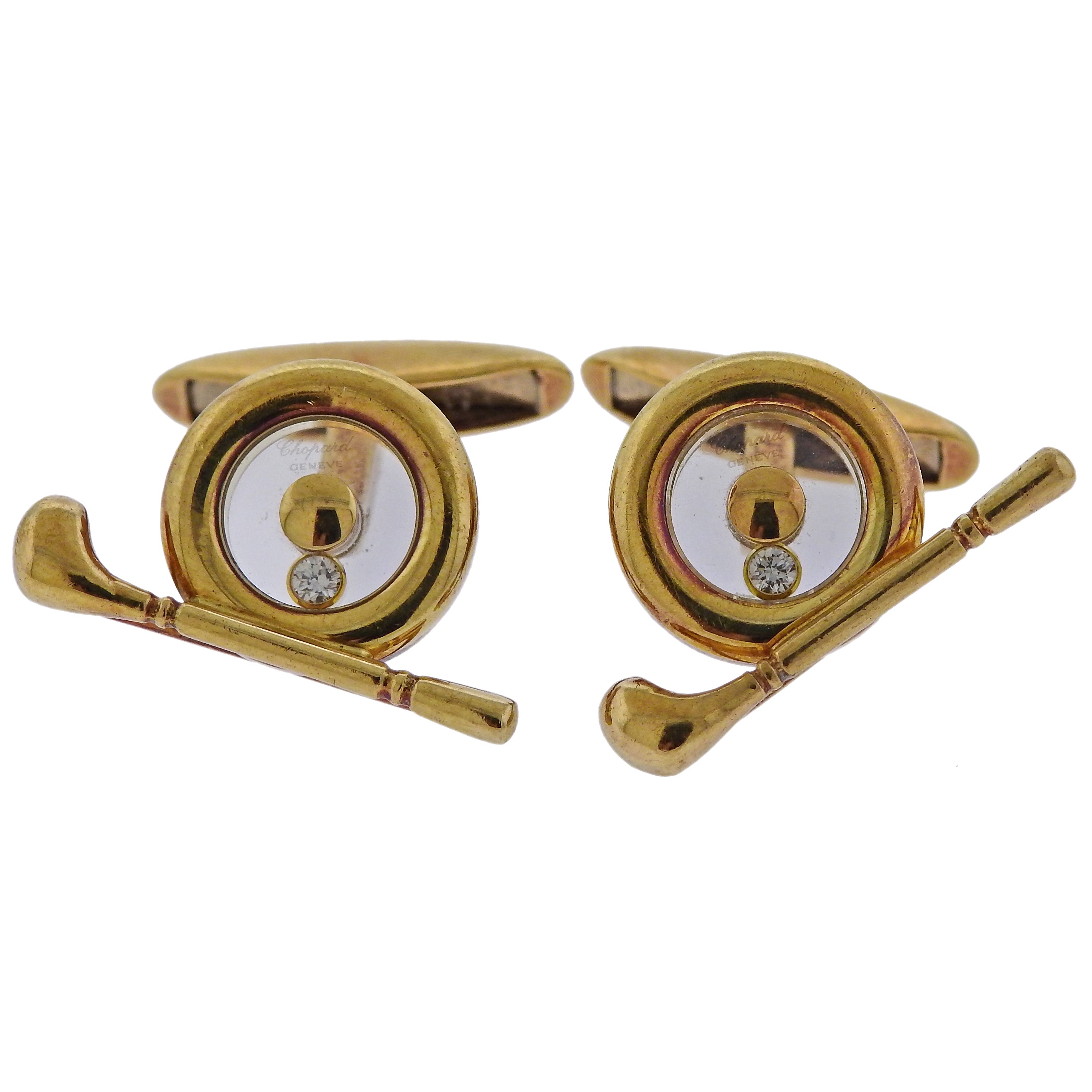 Chopard Happy Diamonds Gold Golf Spinner Cufflinks - Replica Luxury Handbag Store