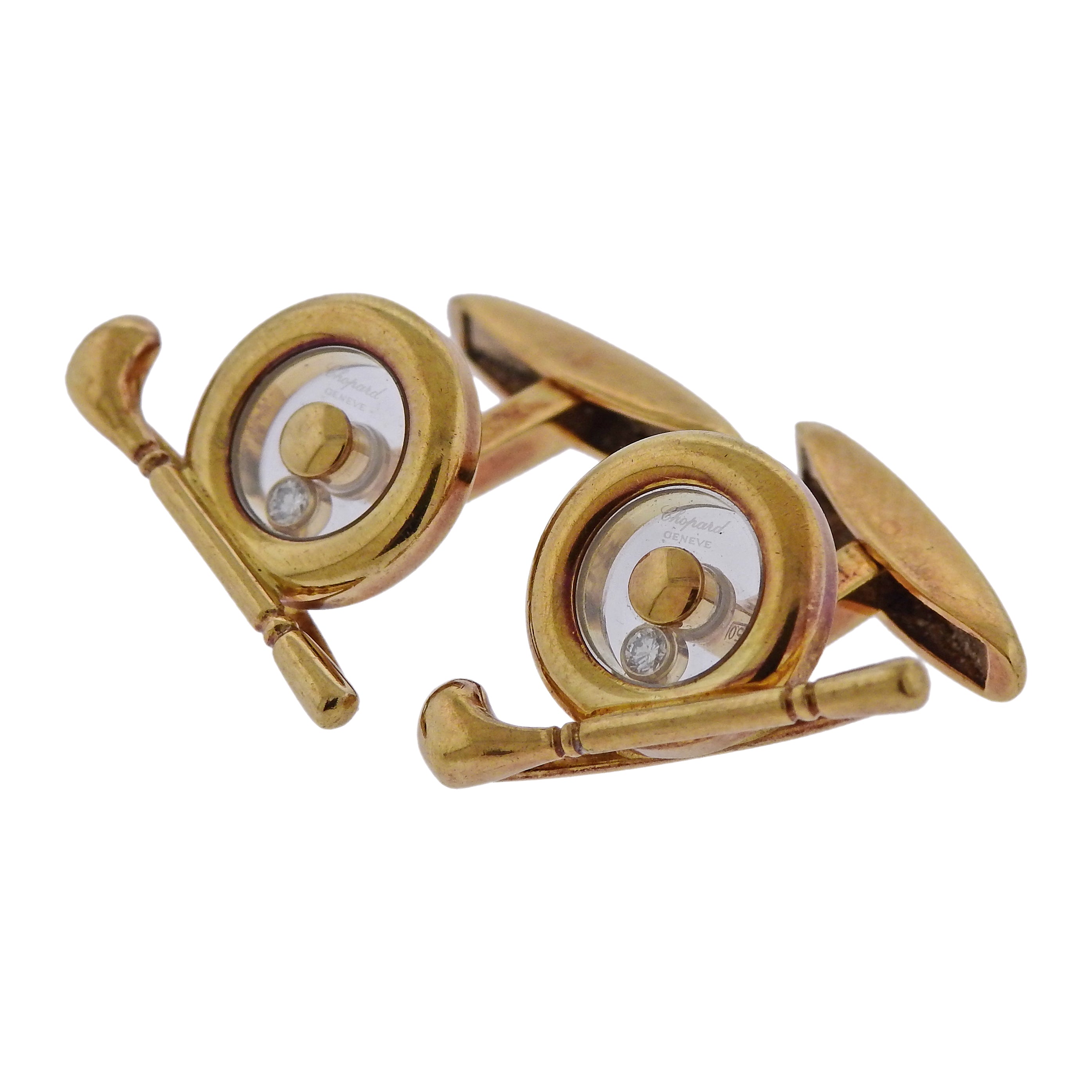 Chopard Happy Diamonds Gold Golf Spinner Cufflinks - Replica Luxury Handbag Store