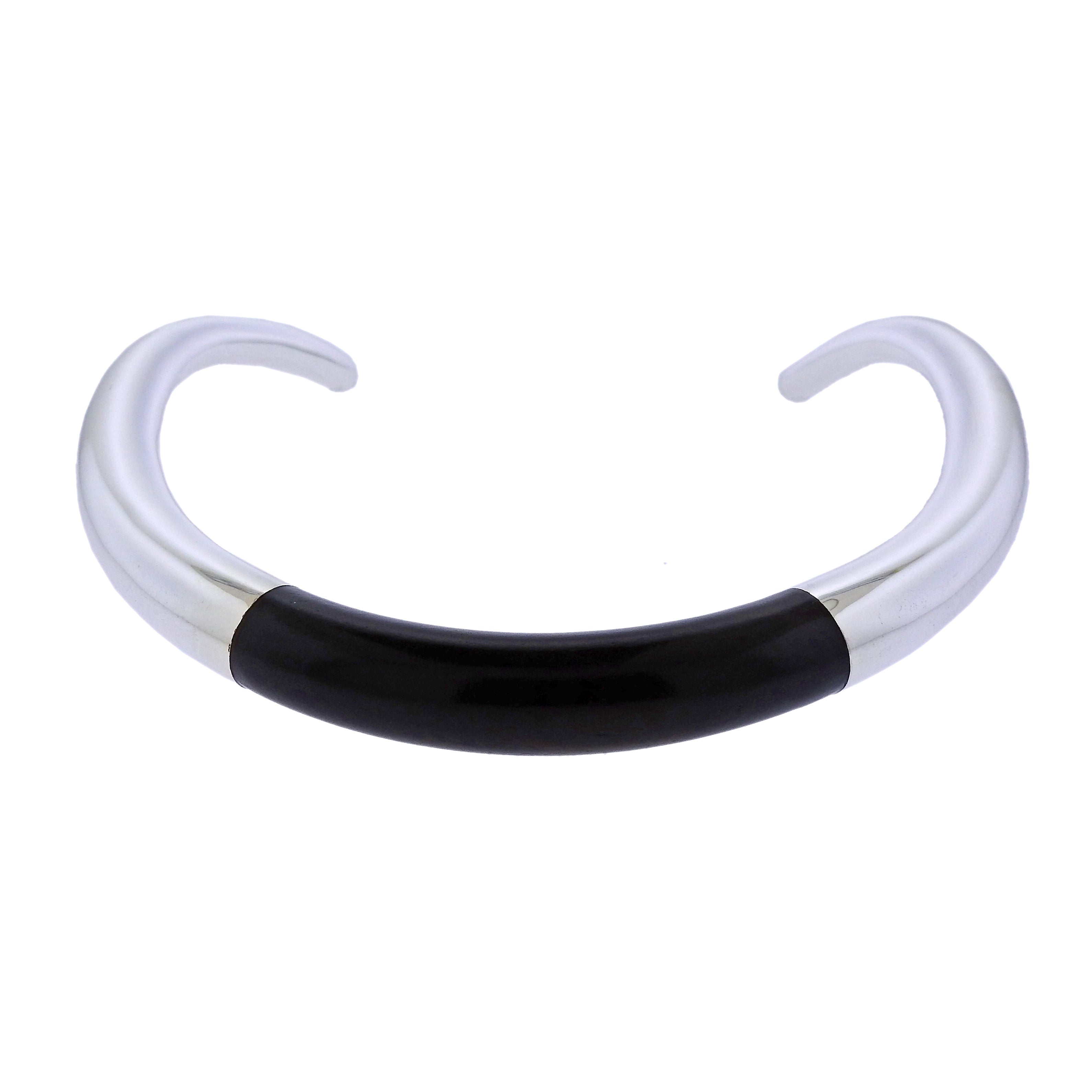 Georg Jensen Aura Sterling Silver Ebony Collar Necklace - Replica Luxury Handbag Store
