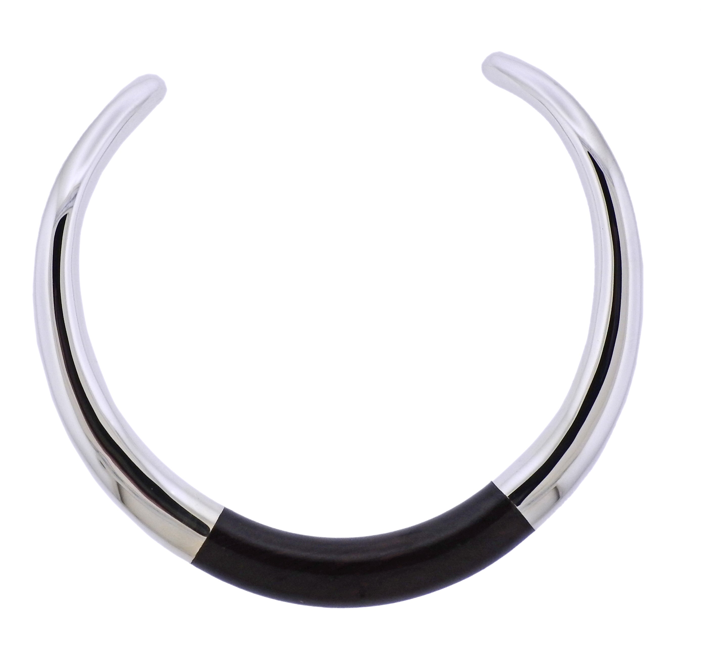 Georg Jensen Aura Sterling Silver Ebony Collar Necklace - Replica Luxury Handbag Store
