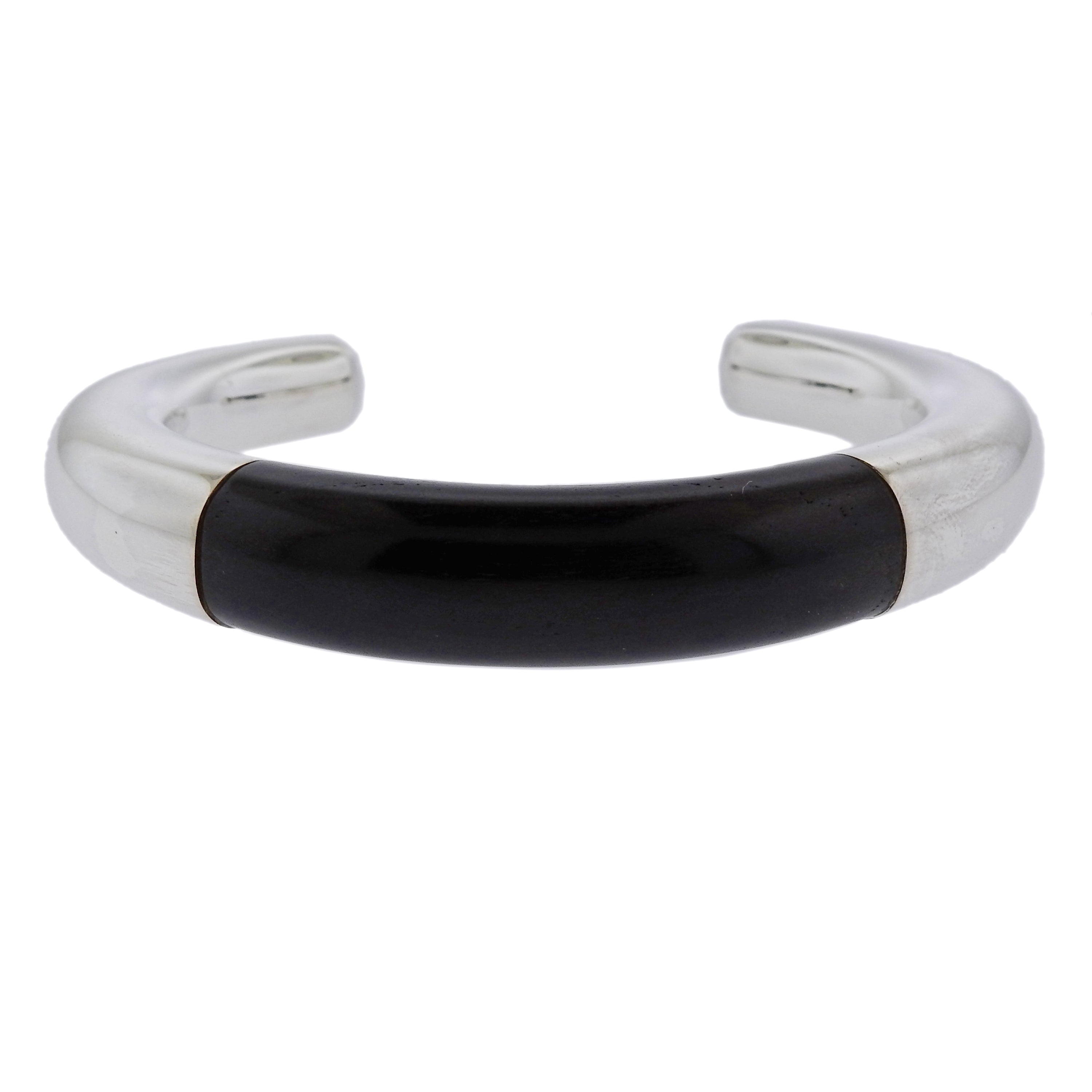 Georg Jensen Aura Sterling Silver Ebony Cuff Bracelet - Replica Luxury Handbag Store